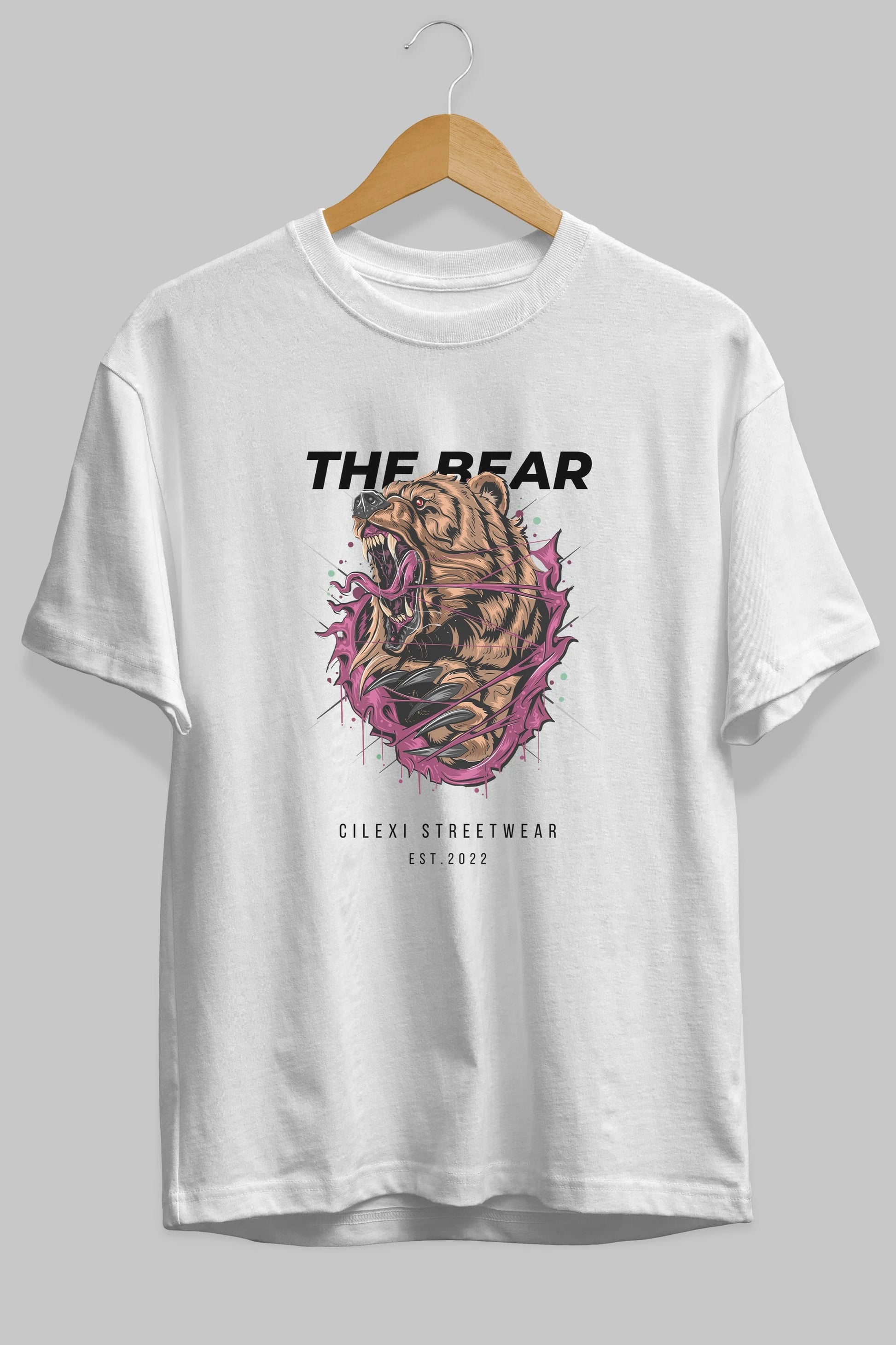 The Bear Ön Baskılı Oversize t-shirt Erkek Kadın Unisex