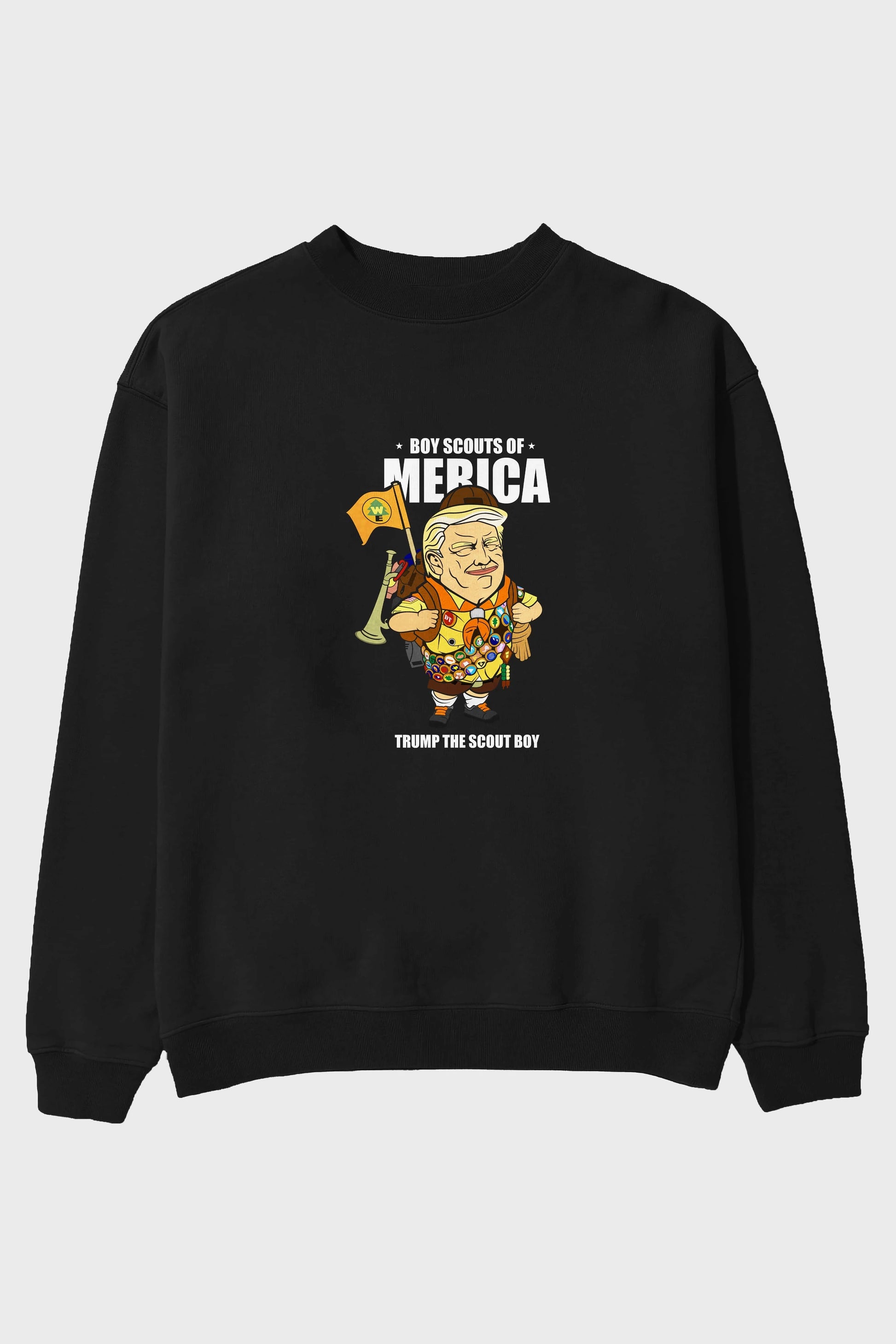 Trump Scout Boy Ön Baskılı Oversize Sweatshirt Erkek Kadın Unisex