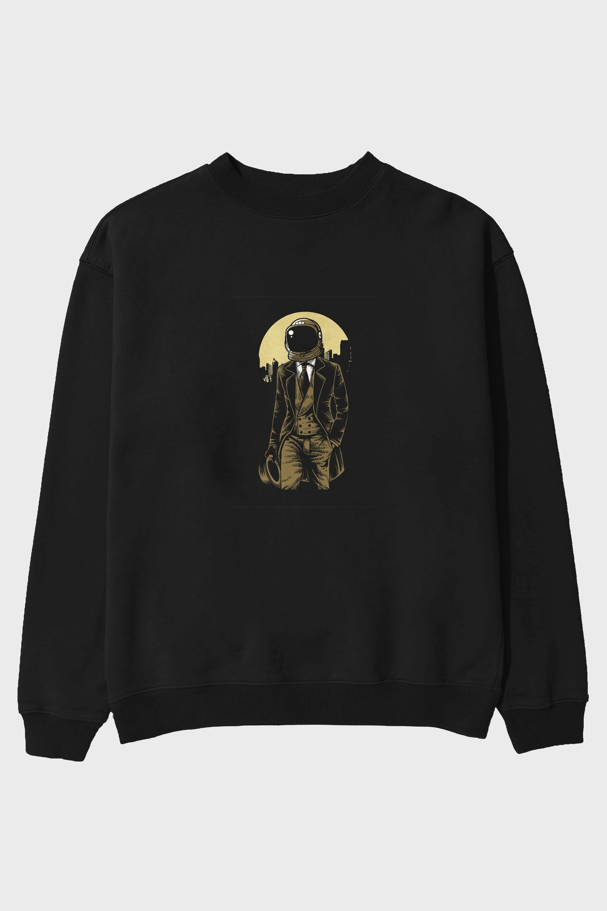 Classic Astronaut Ön Baskılı Oversize Sweatshirt Erkek Kadın Unisex