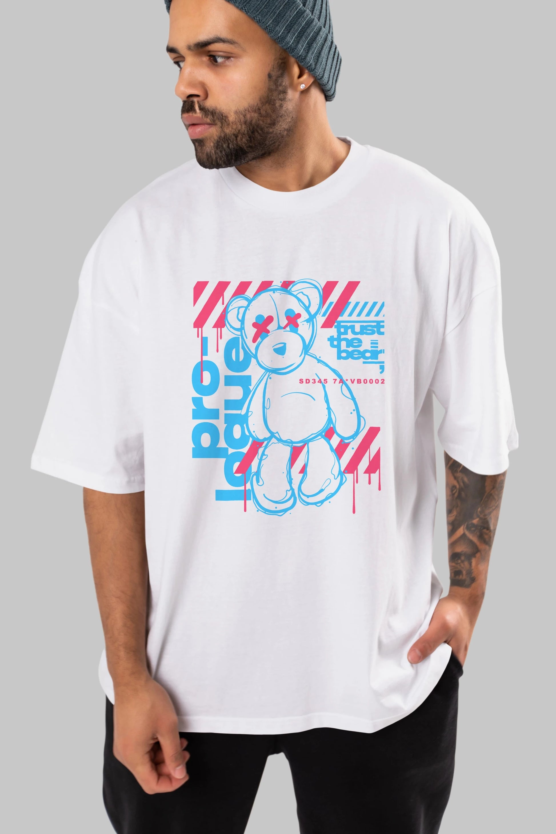 Trust The Bear Ön Baskılı Oversize t-shirt Erkek Kadın Unisex