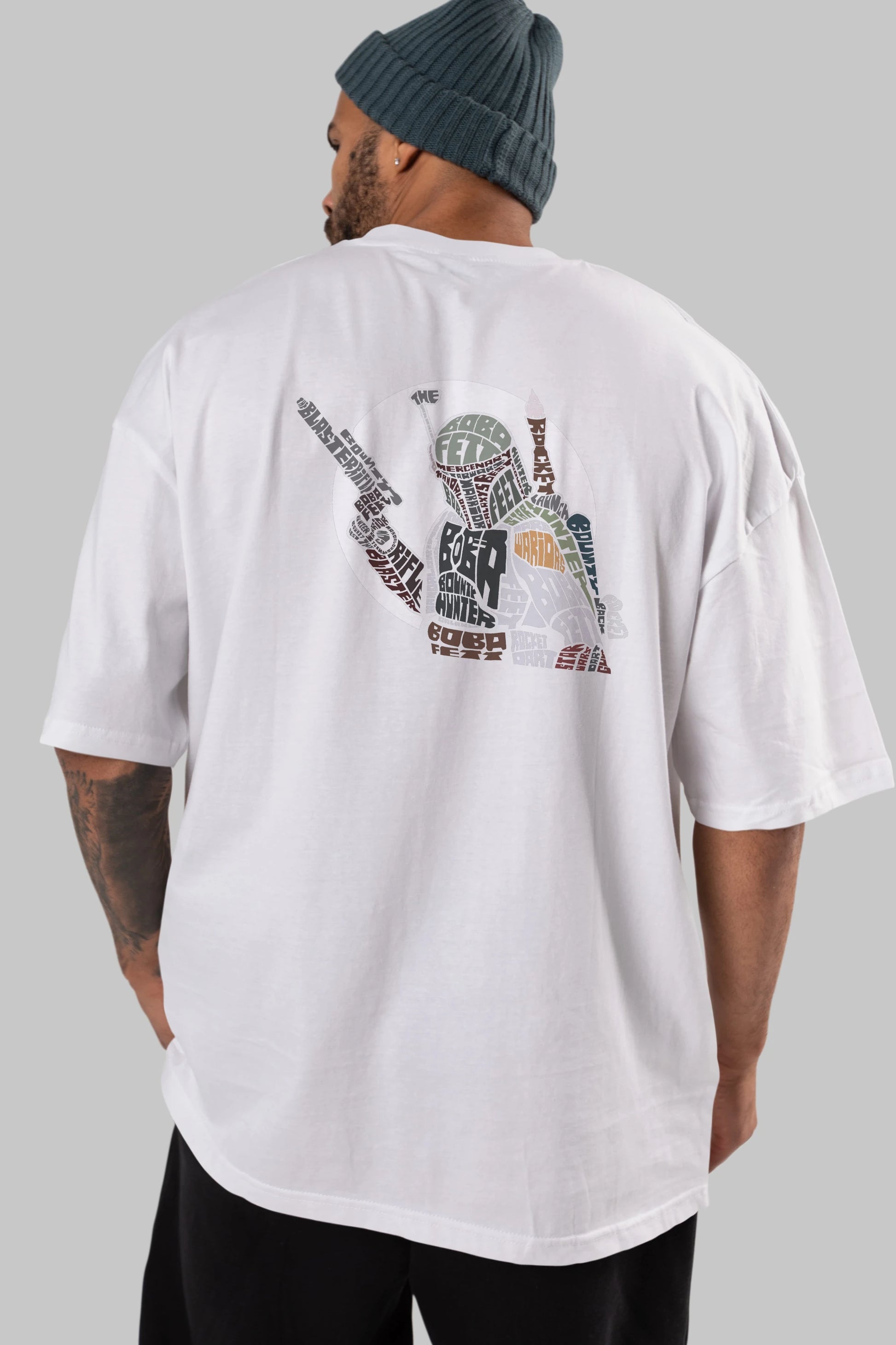 Boba Fett Arka Baskılı Oversize t-shirt %100 pamuk Erkek Kadın Unisex