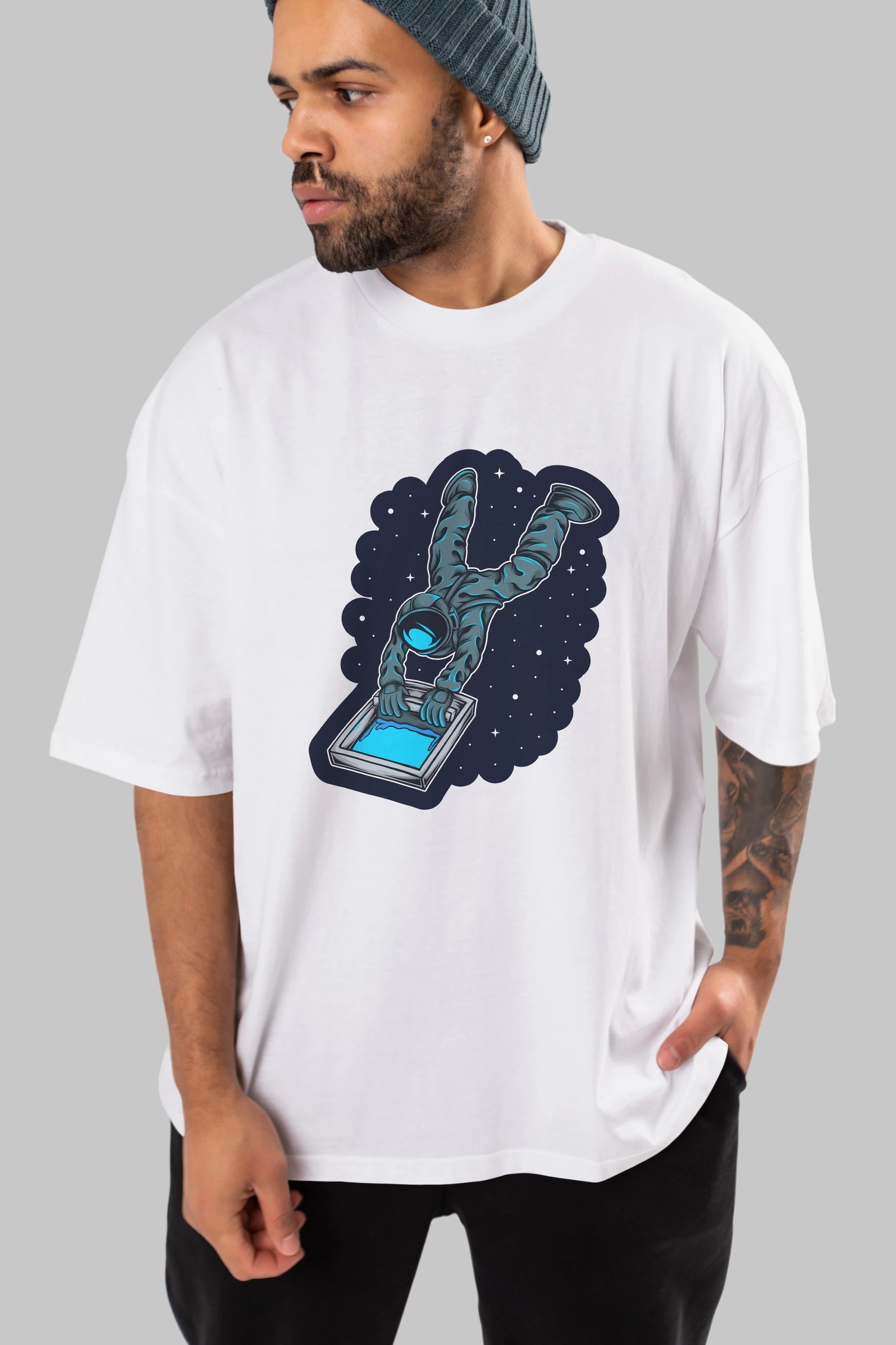 Astroscreen Sticker Ön Baskılı Oversize t-shirt Erkek Kadın Unisex