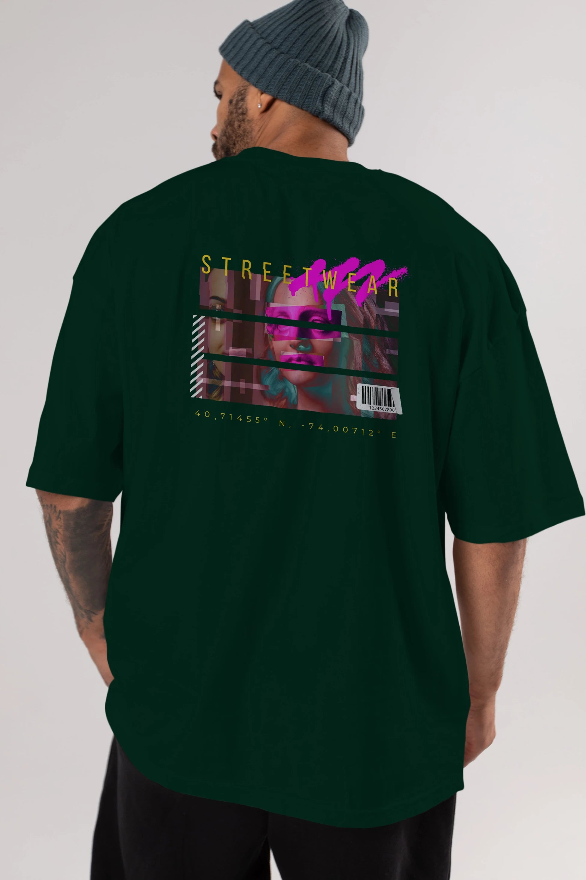 Futuristic Streetwear 2 Arka Baskılı Oversize t-shirt Erkek Kadın Unisex
