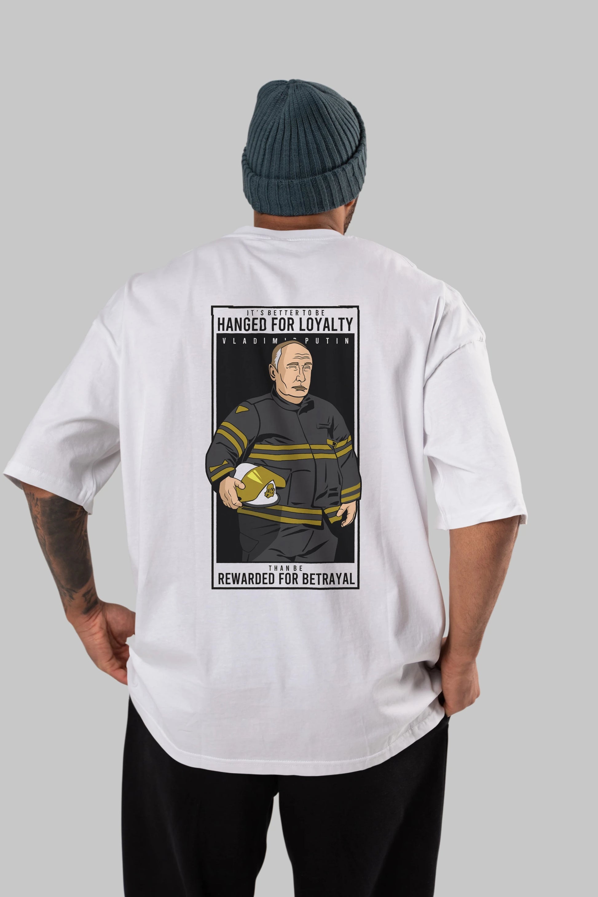 Putin Fireman Arka Baskılı Oversize t-shirt Erkek Kadın Unisex %100 Pamuk tişort