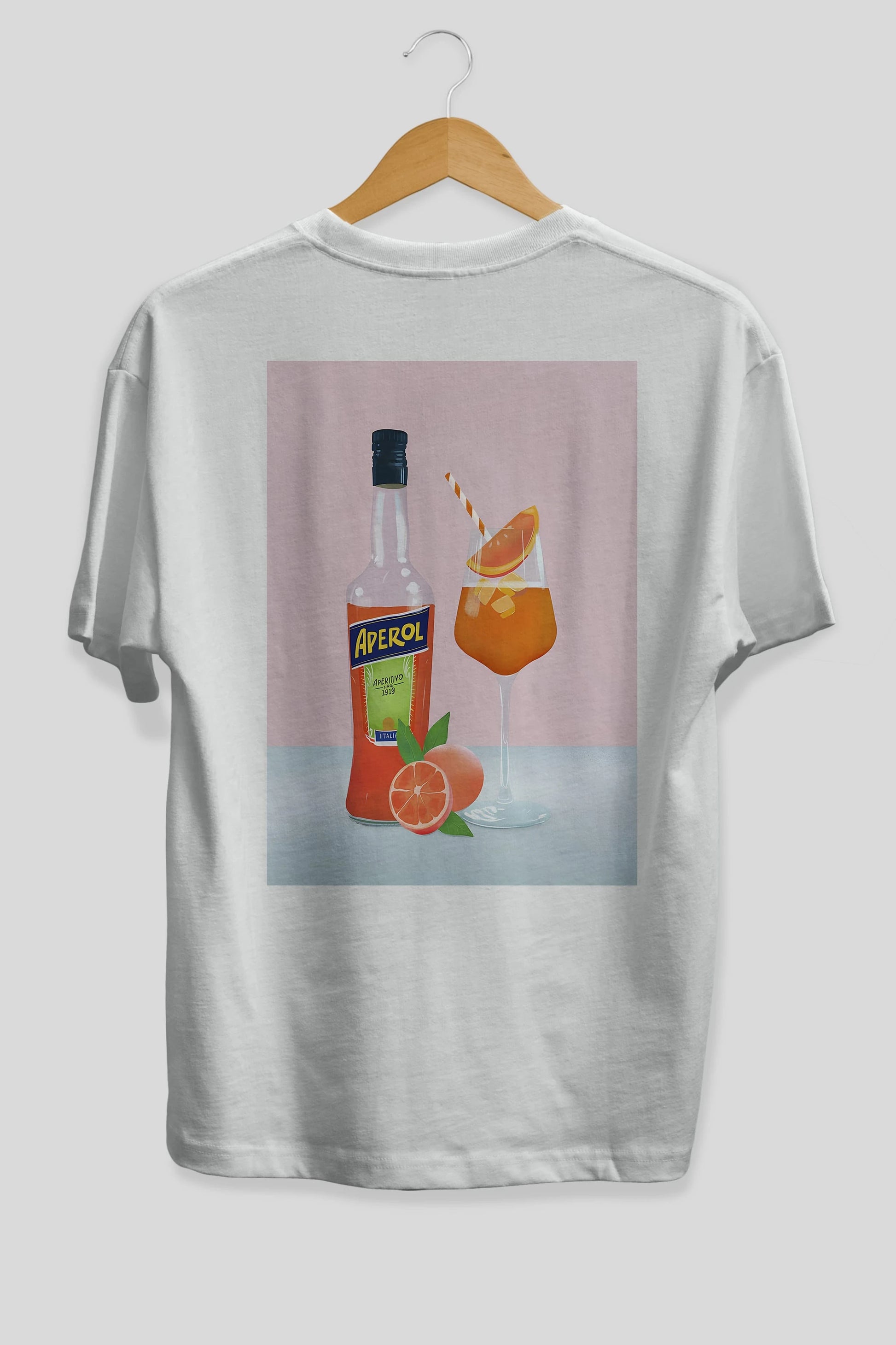 Aperol Spritz 3 Arka Baskılı Oversize t-shirt Erkek Kadın Unisex %100 Pamuk Bisiklet Yaka tişort