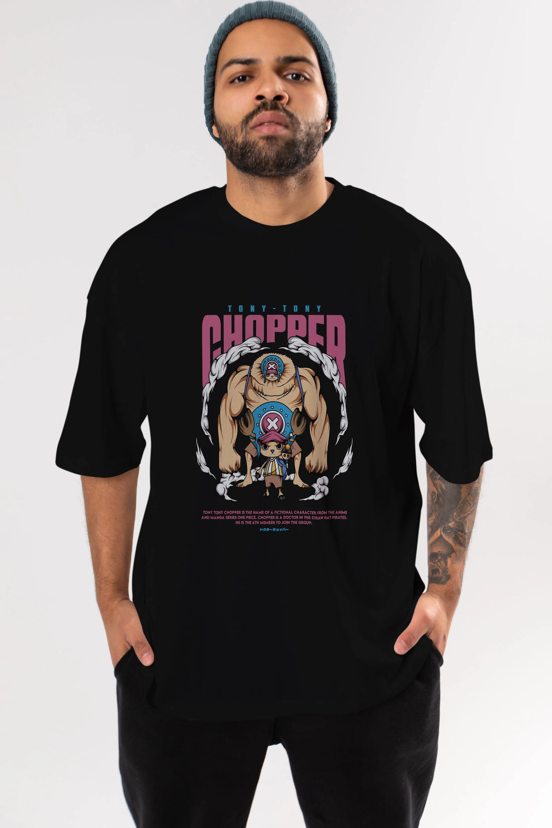 Tony Tony Chopper Anime Ön Baskılı Oversize t-shirt %100 pamuk Erkek Kadın Unisex