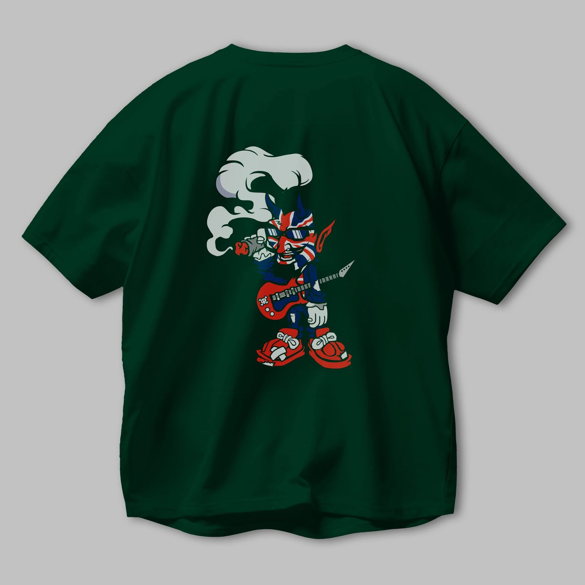 Uk Devil Rockstar Arka Baskılı Oversize t-shirt Erkek Kadın Unisex %100 Pamuk tişort