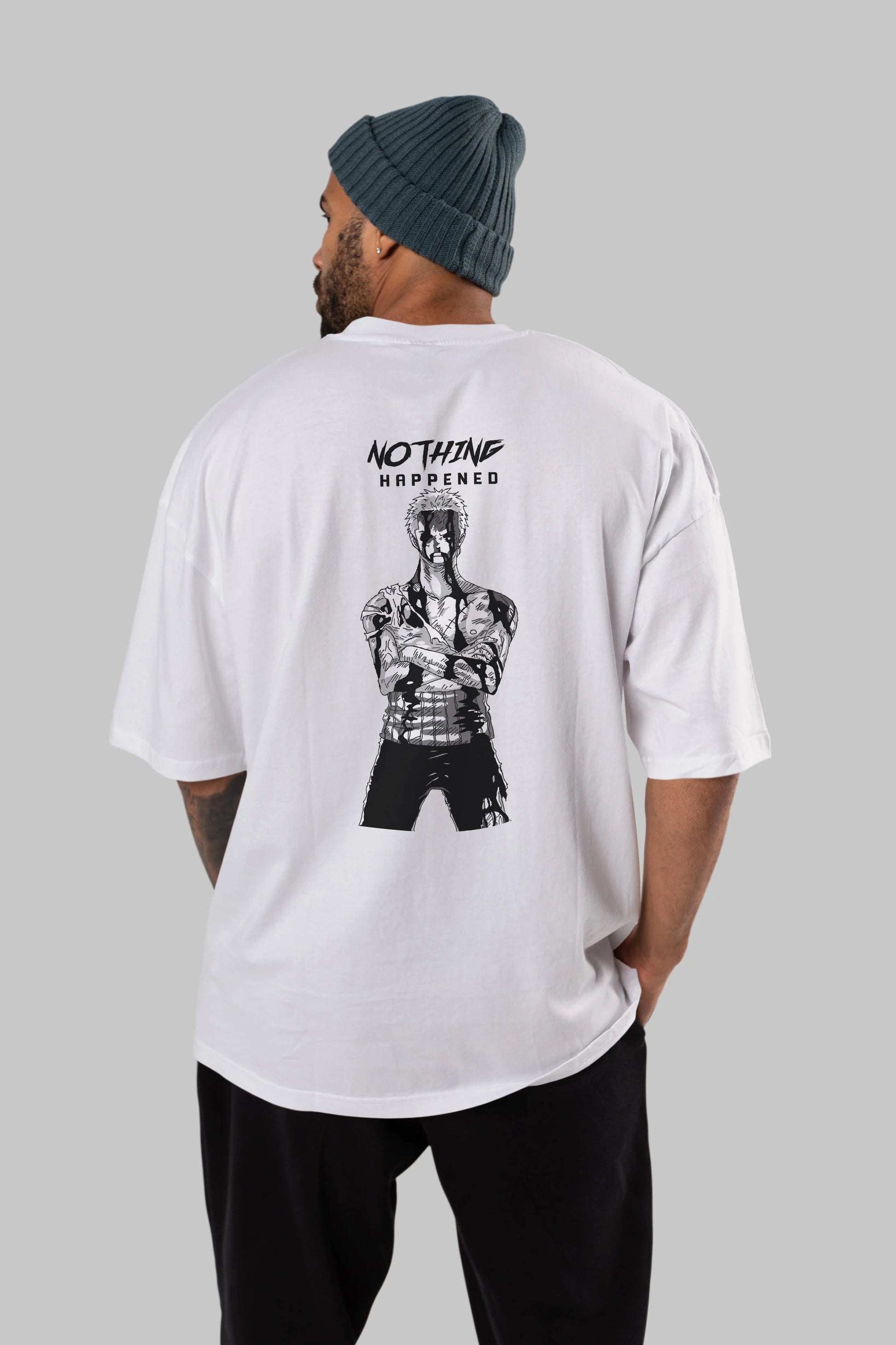 Roronoa Zoro 3 Anime Arka Baskılı Oversize t-shirt Erkek Kadın Unisex %100 pamuk tişort