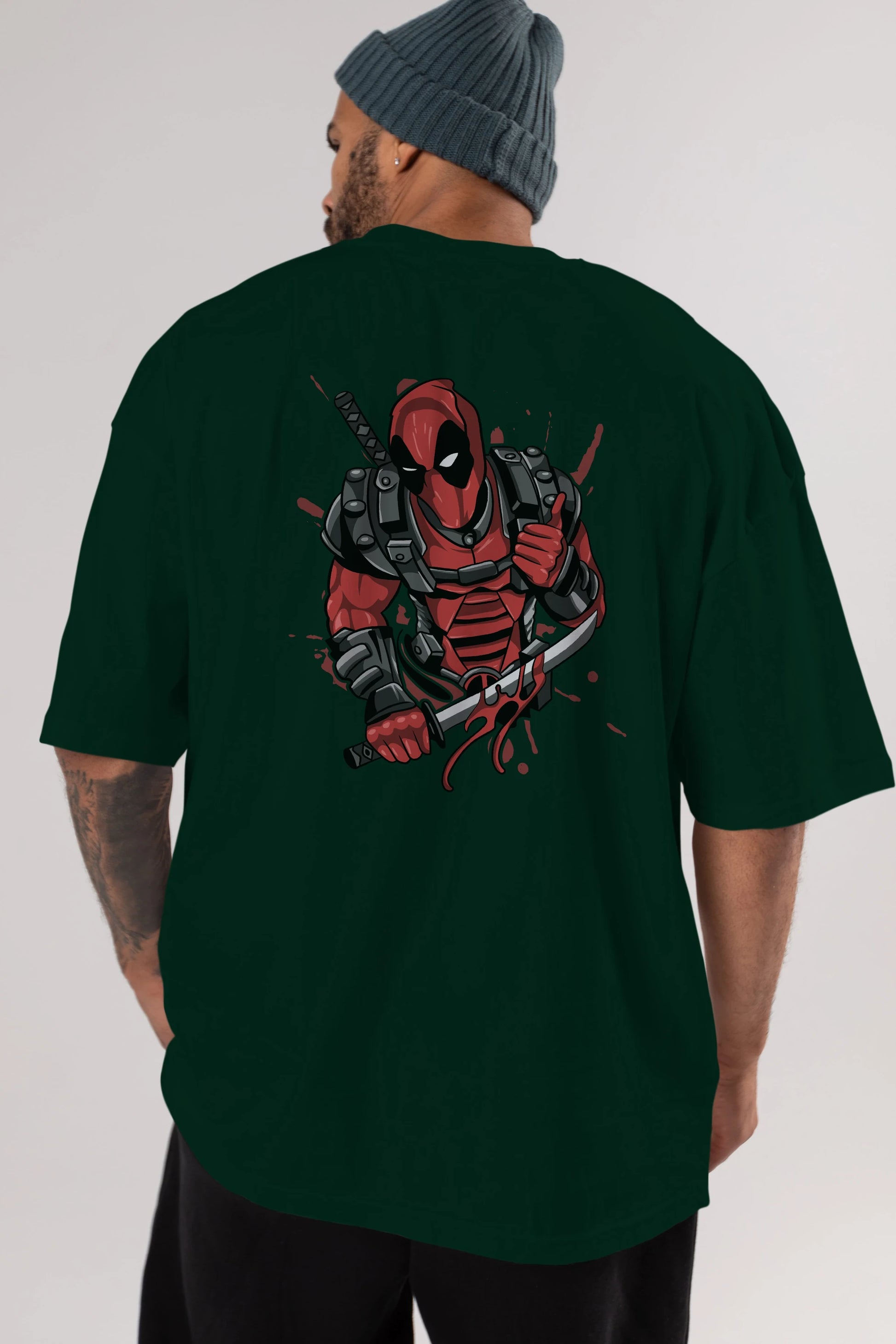 Deadpool (12) Arka Baskılı Oversize t-shirt Erkek Kadın Unisex %100 Pamuk Bisiklet Yaka tişort