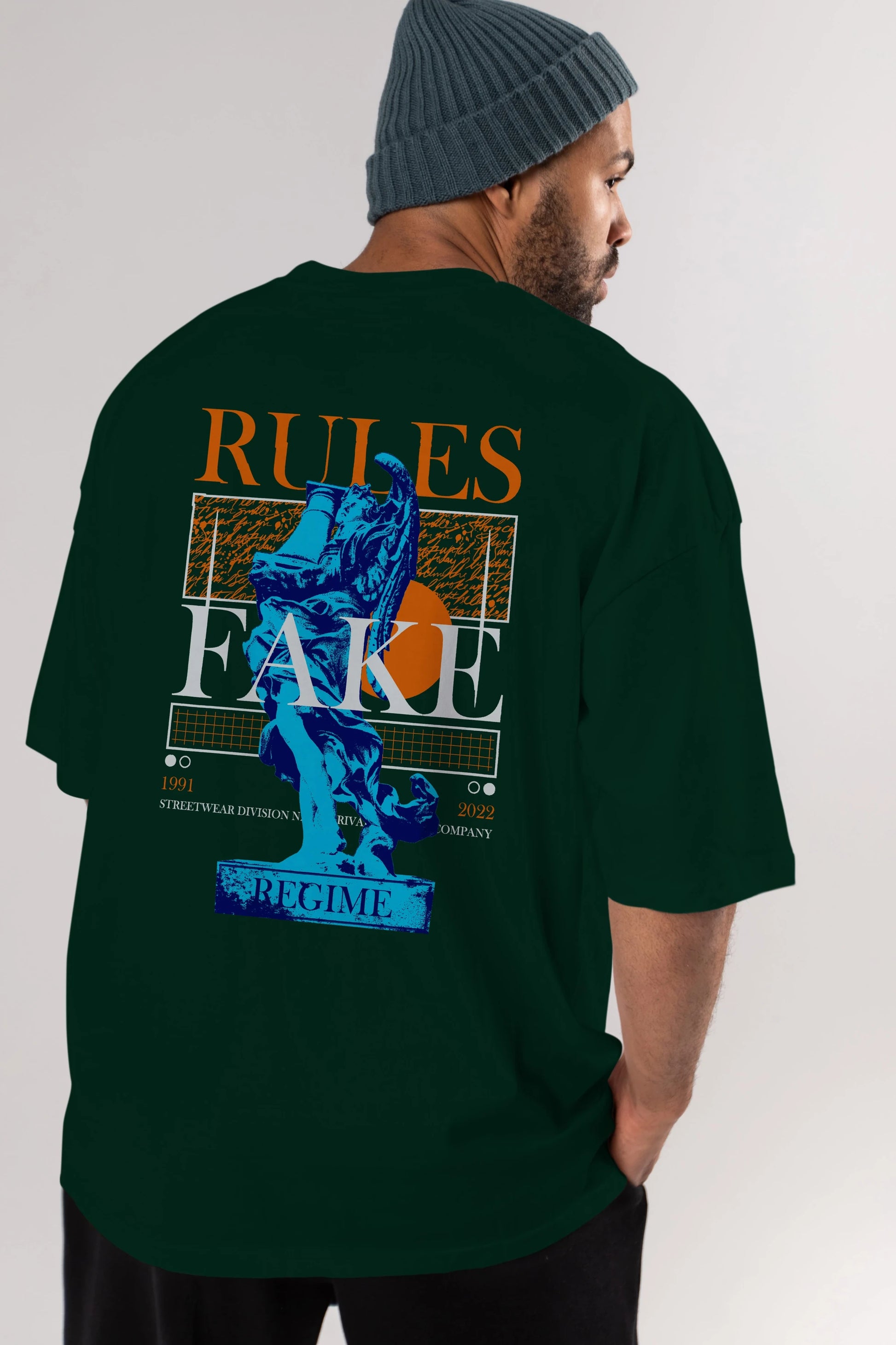 Rules Fake Arka Baskılı Oversize t-shirt Erkek Kadın Unisex