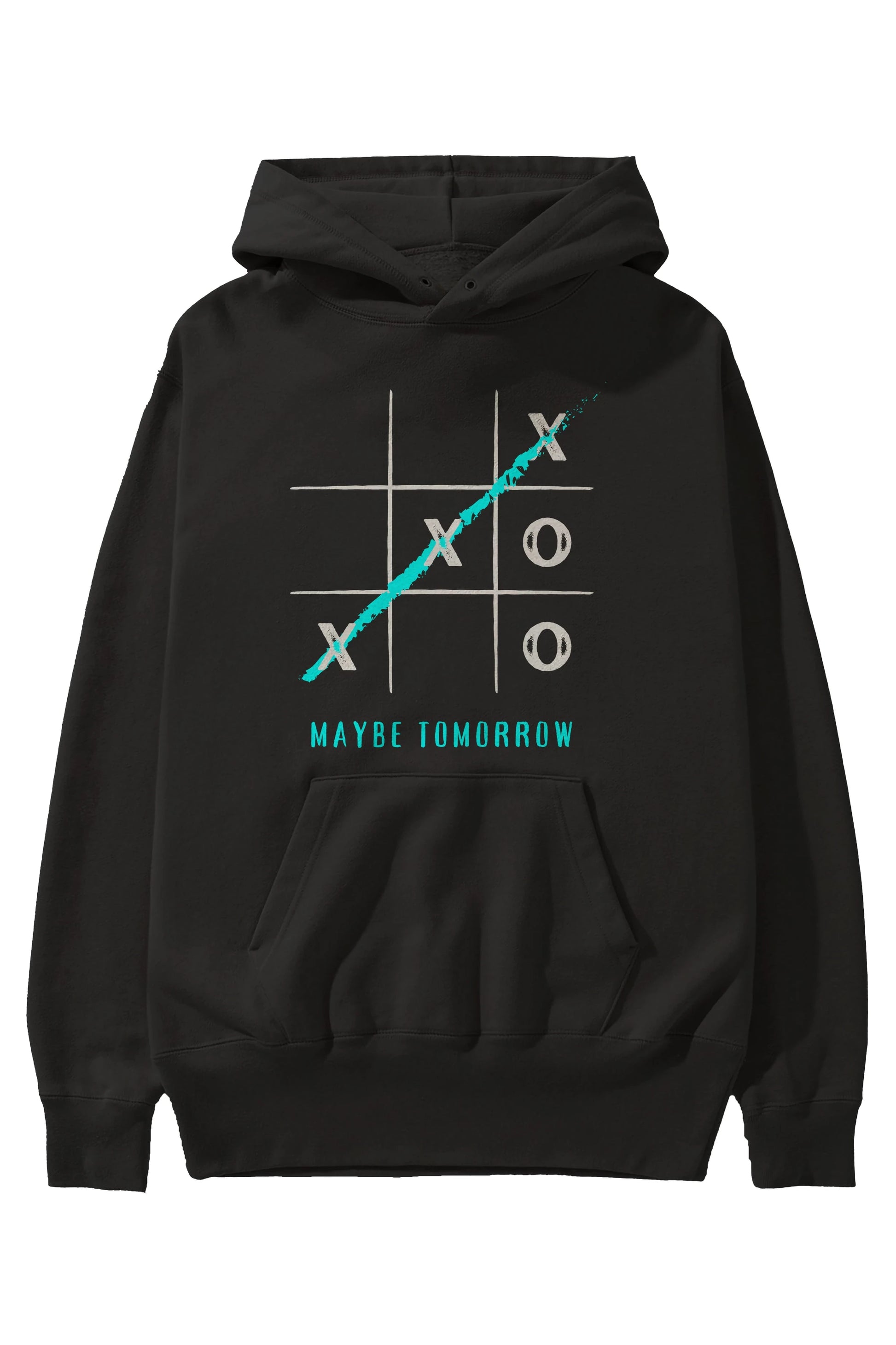 Maybe Tomorrow Yazılı Ön Baskılı Oversize Hoodie Kapüşonlu Sweatshirt Erkek Kadın Unisex