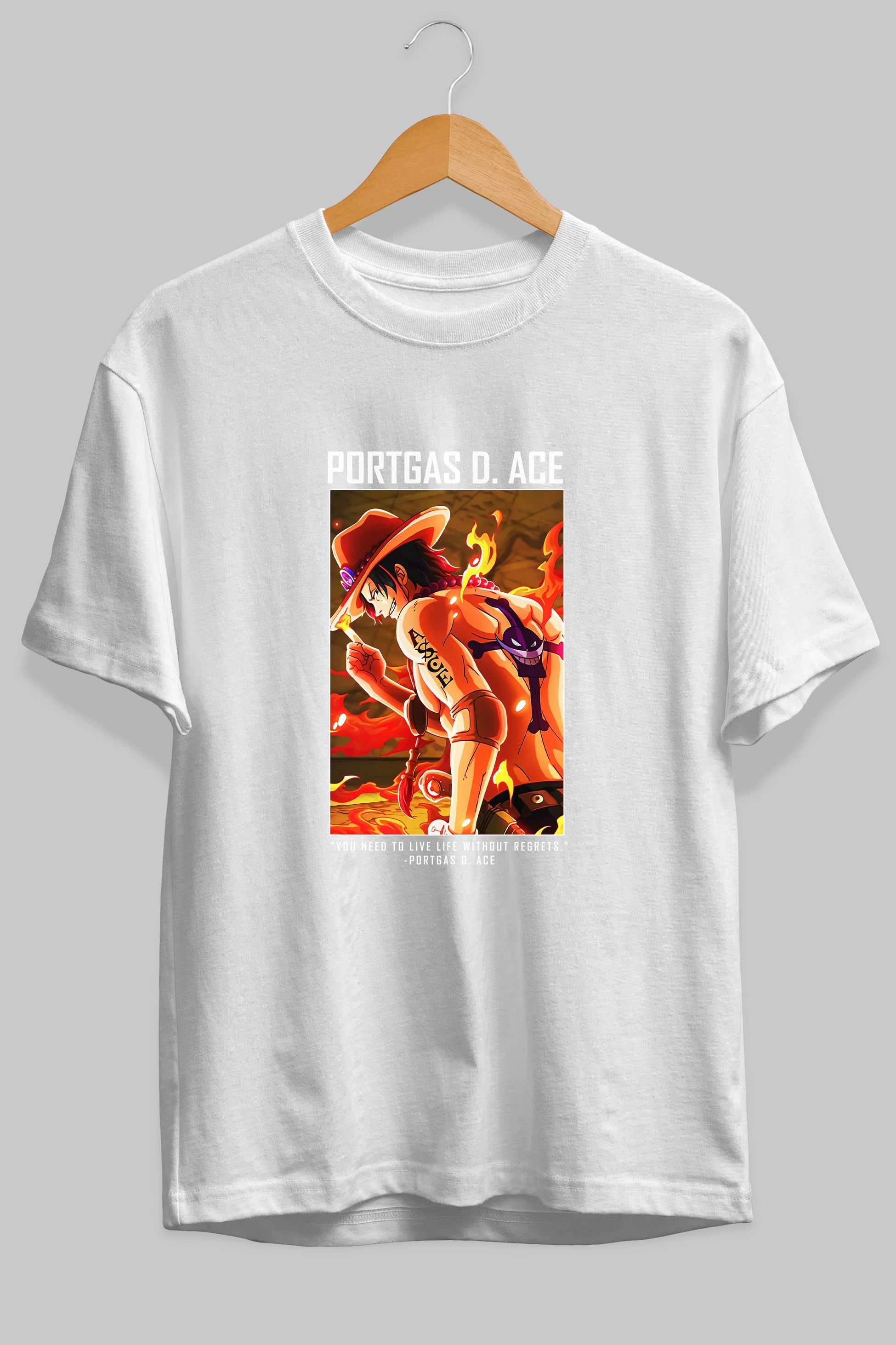 Portgas D. Ace Anime Ön Baskılı Oversize t-shirt Erkek Kadın Unisex