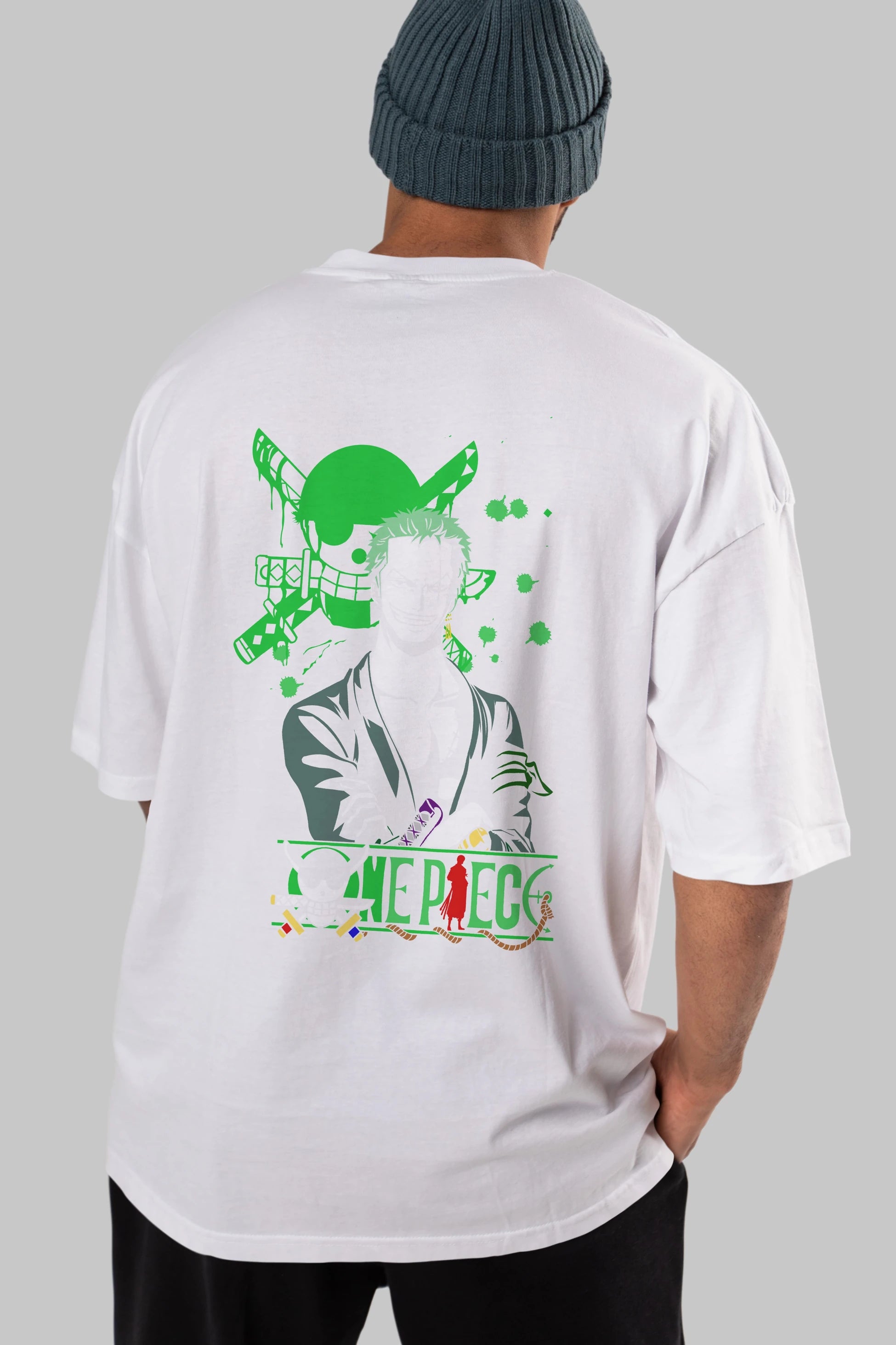 Roronoa Zoro 2 Anime Arka Baskılı Oversize t-shirt Erkek Kadın Unisex %100 pamuk tişort