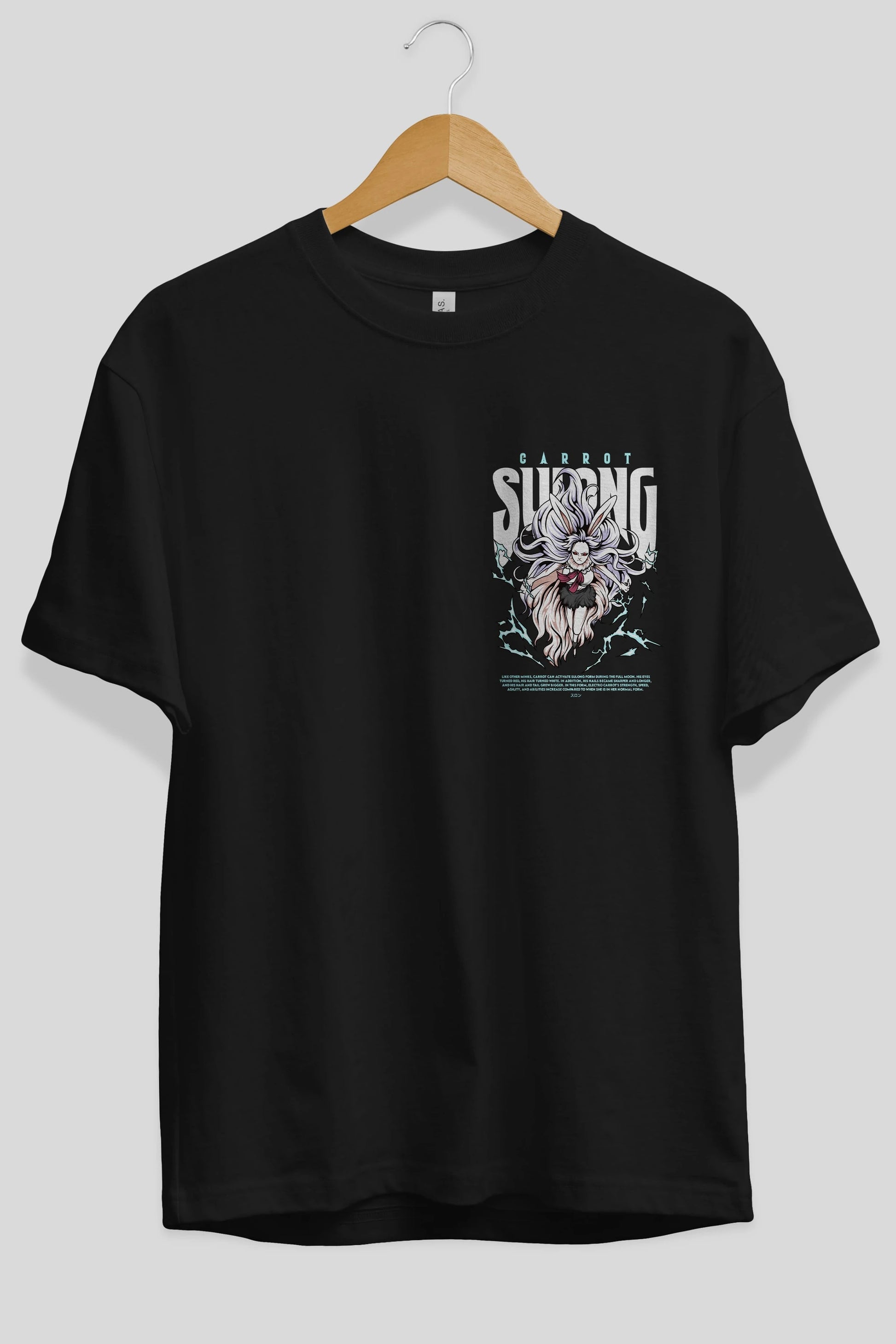 Carrot Sulong Ön Sol Baskılı Oversize t-shirt Erkek Kadın Unisex %100 Pamuk Bisiklet Yaka tişort