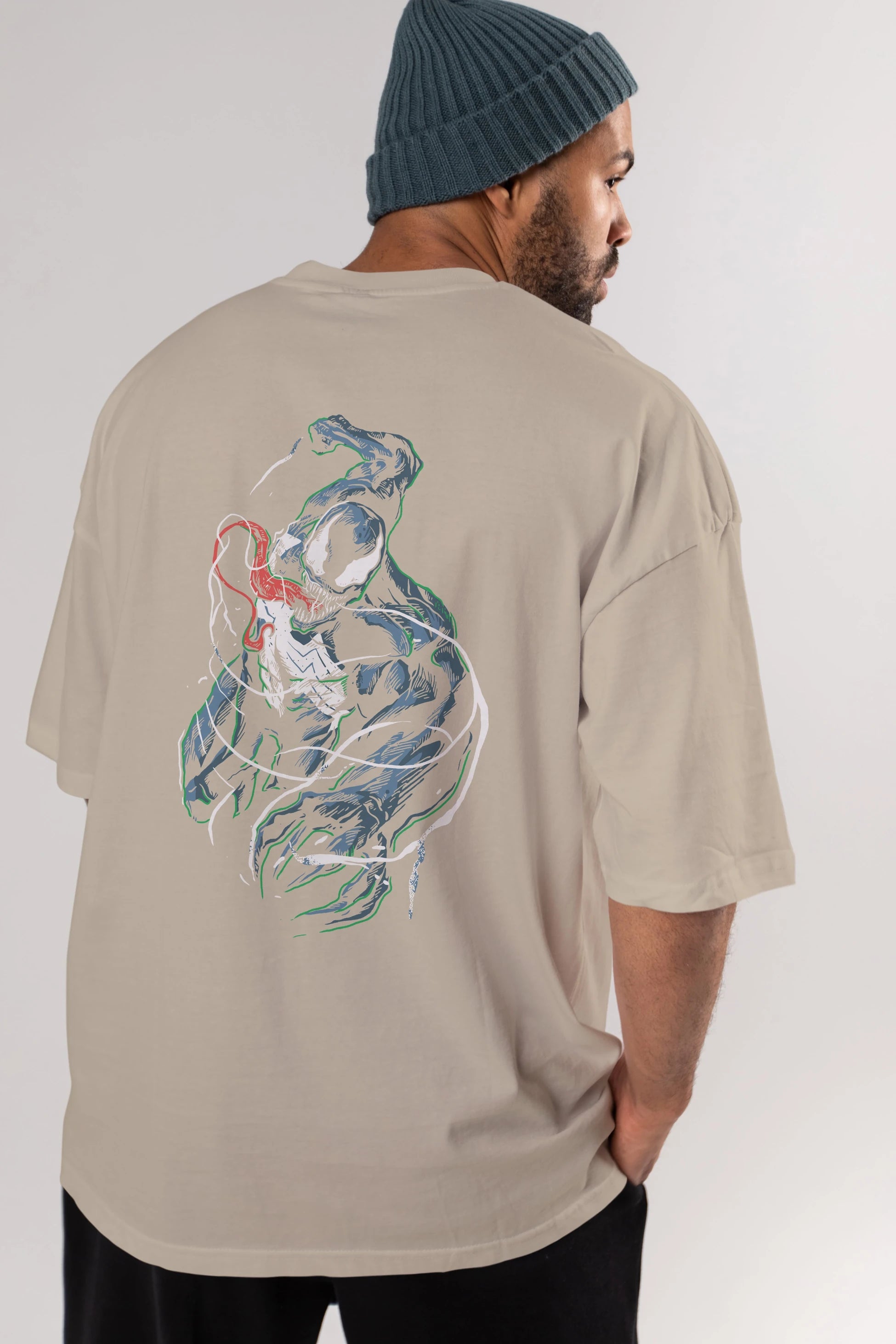 Venom (5) Arka Baskılı Oversize t-shirt Erkek Kadın Unisex %100 Pamuk Bisiklet Yaka tişort