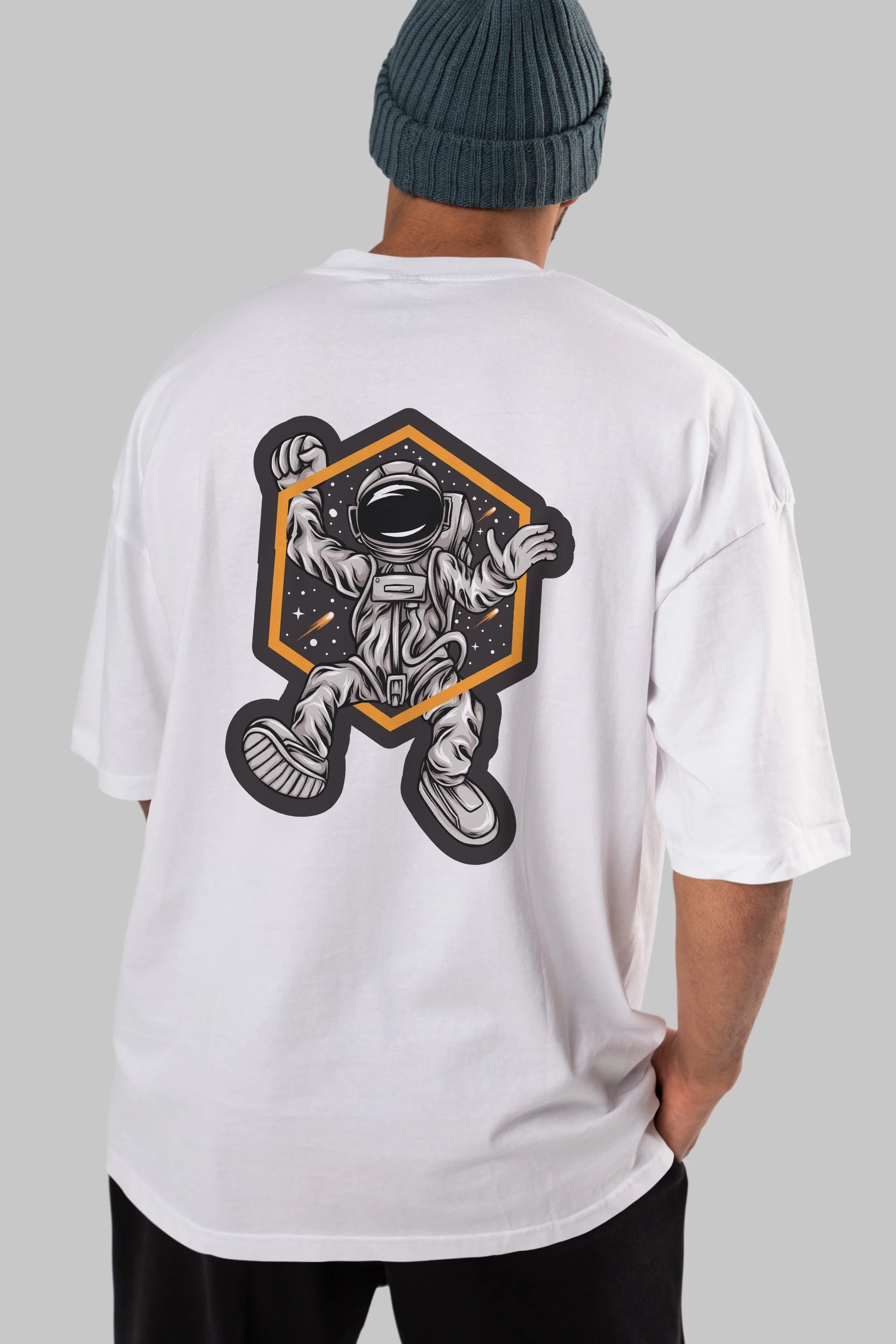 Astrofun Sticker Arka Baskılı Oversize t-shirt Erkek Kadın Unisex