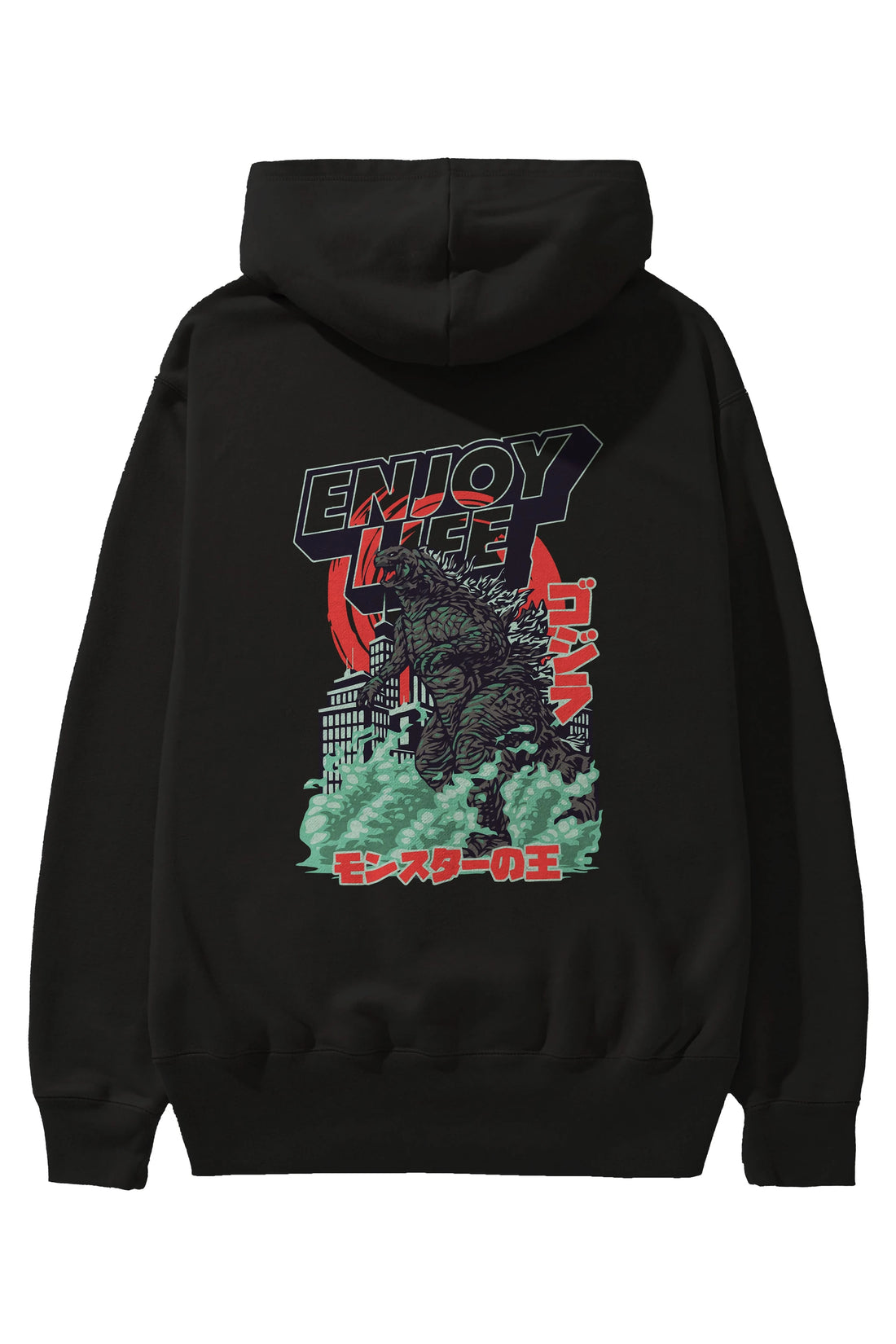 Godzilla Arka Baskılı Hoodie Oversize Kapüşonlu Sweatshirt Erkek Kadın Unisex