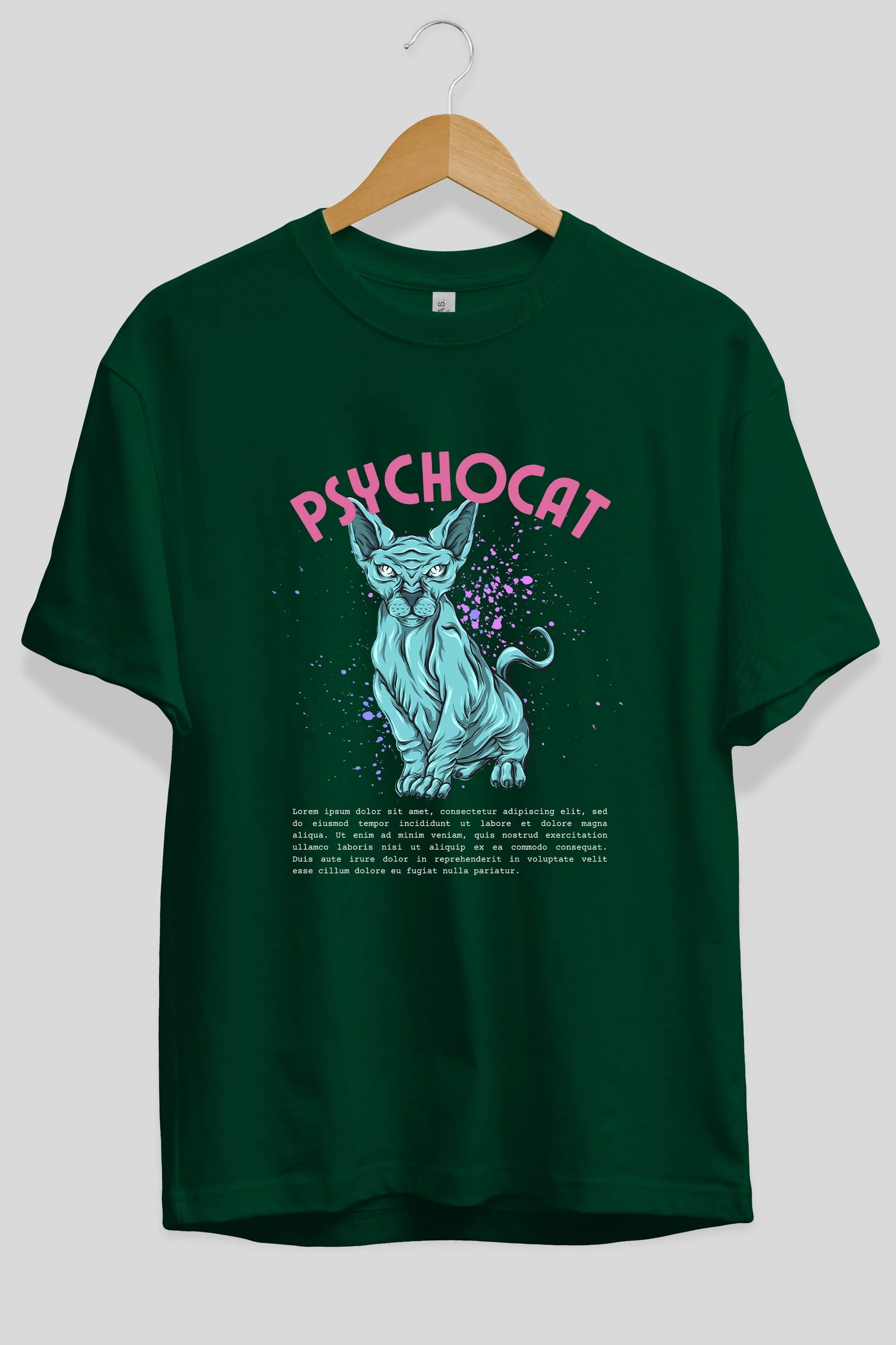 Psychocat Ön Baskılı Oversize t-shirt Erkek Kadın Unisex