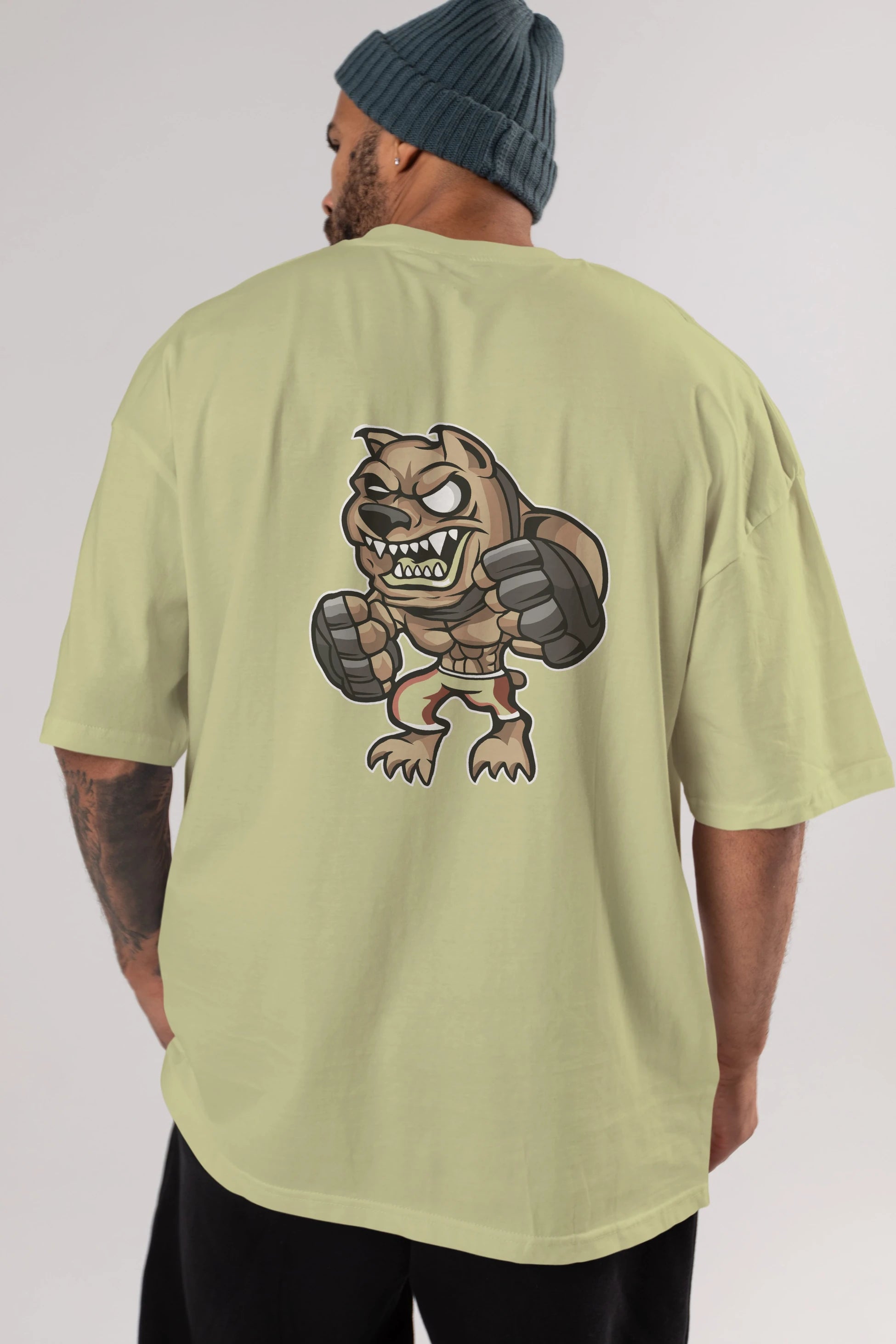 MMA Dog Arka Baskılı Oversize t-shirt Erkek Kadın Unisex %100 Pamuk tişort