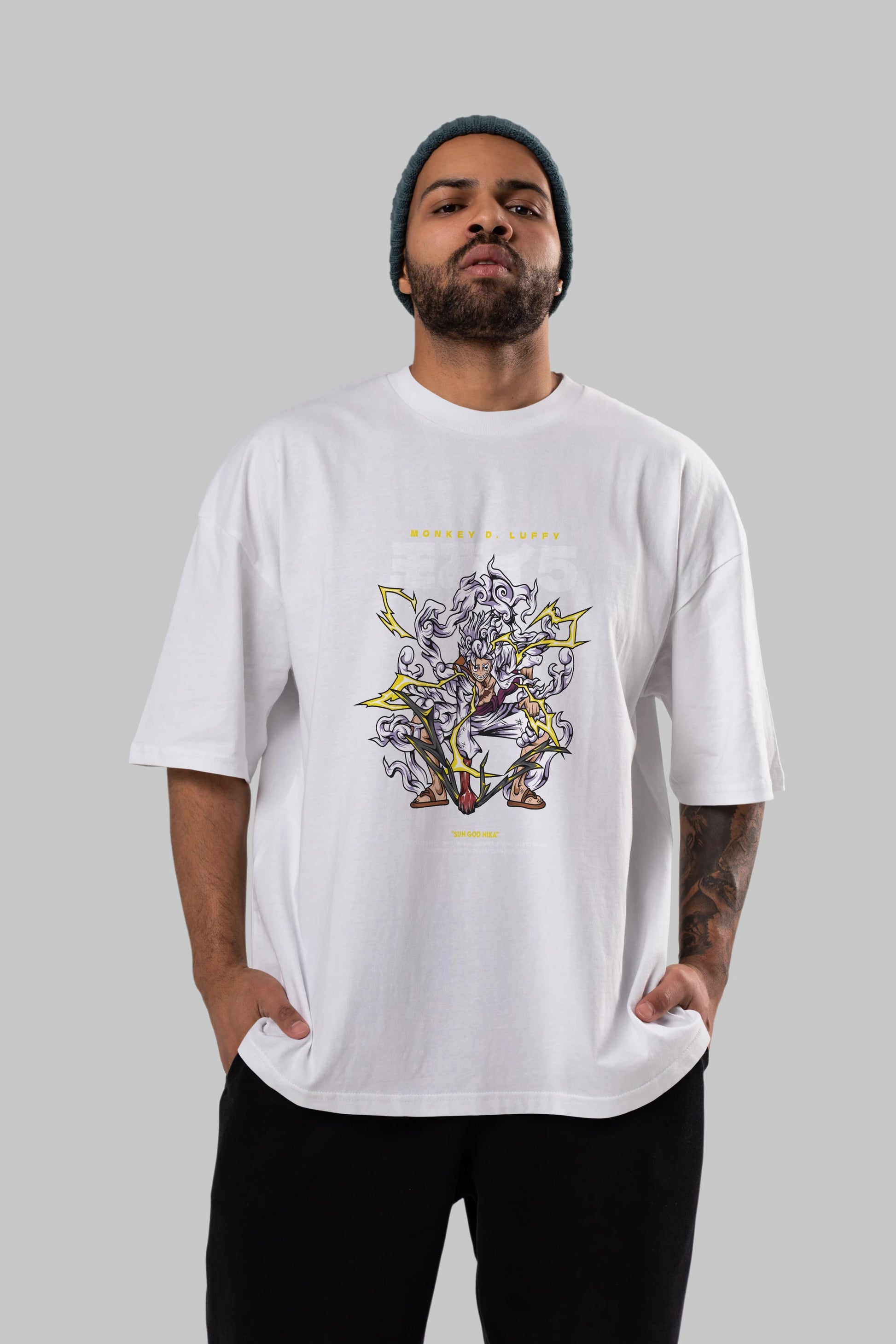 Monkey D. Luffy Anime Ön Baskılı Oversize t-shirt %100 pamuk Erkek Kadın Unisex