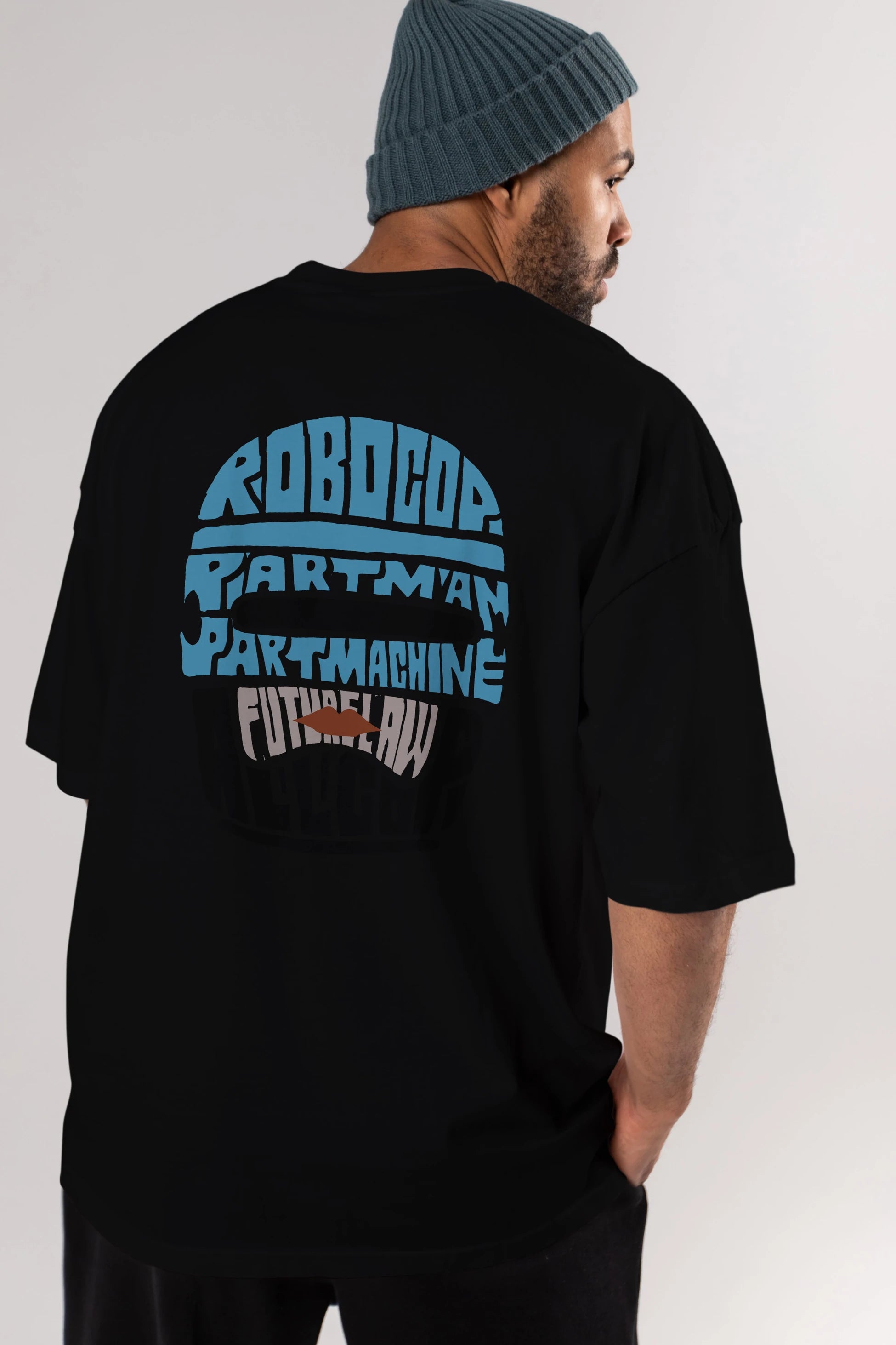 Robocop Arka Baskılı Oversize t-shirt %100 pamuk Erkek Kadın Unisex