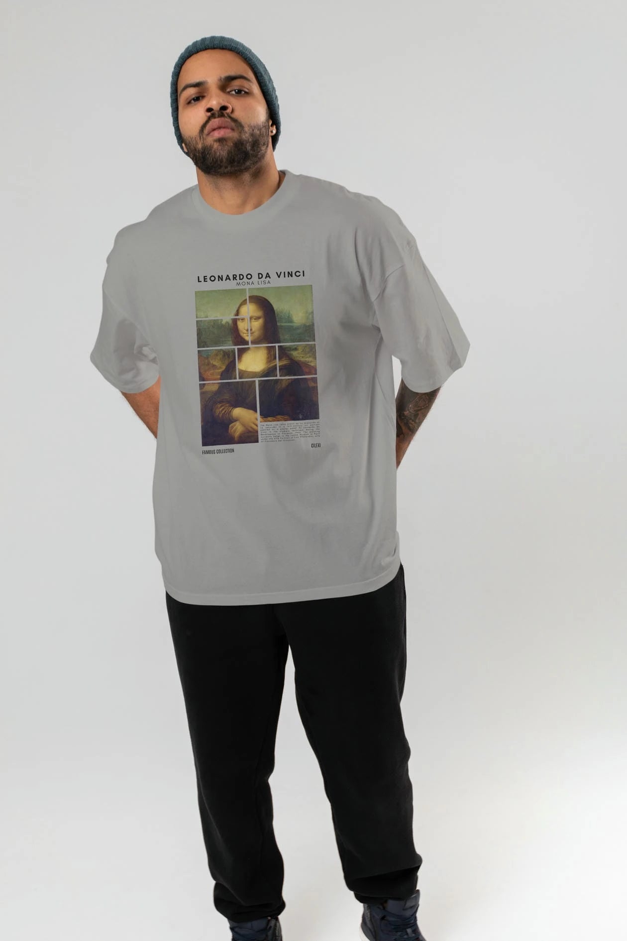 Leonardo Da Vinci Mona Lisa ön Baskılı Oversize t-shirt Erkek Kadın Bisiklet Yaka Pamuk tişort