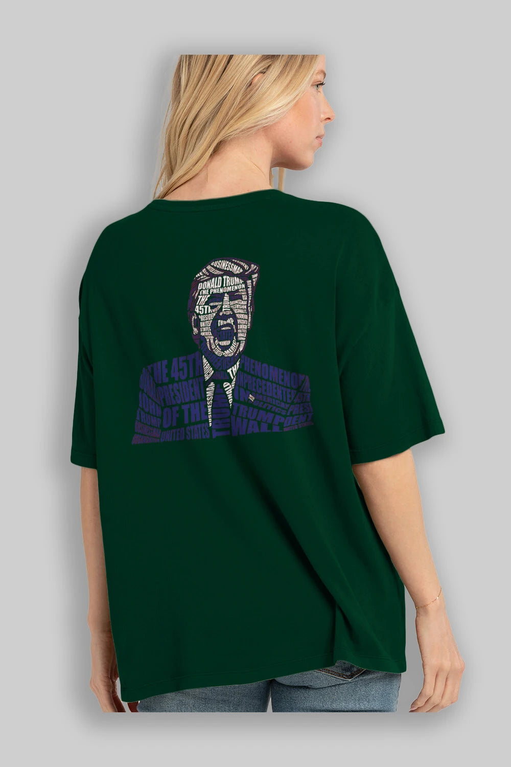 Trump Calligram Arka Baskılı Oversize t-shirt %100 pamuk Erkek Kadın Unisex