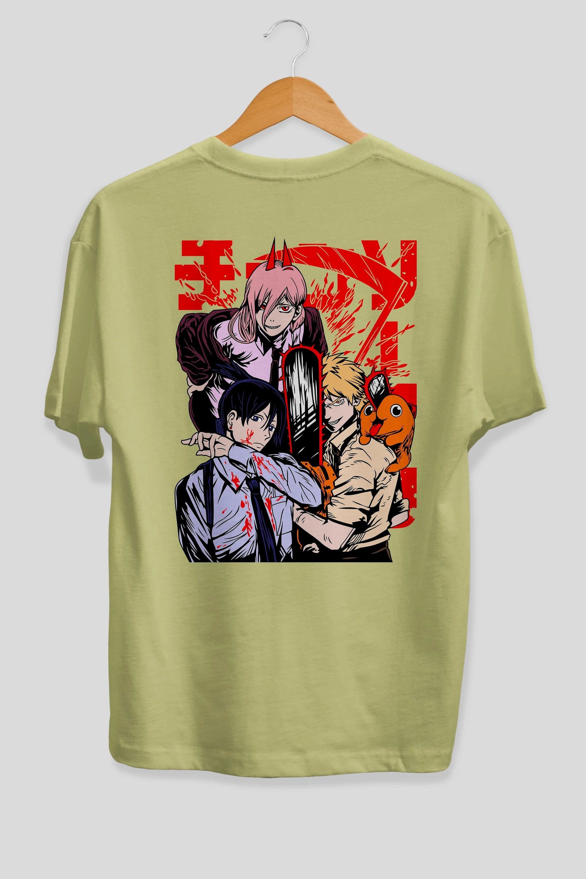 CHAINSAWMAN CREW Anime Arka Baskılı Oversize t-shirt Erkek Kadın Unisex
