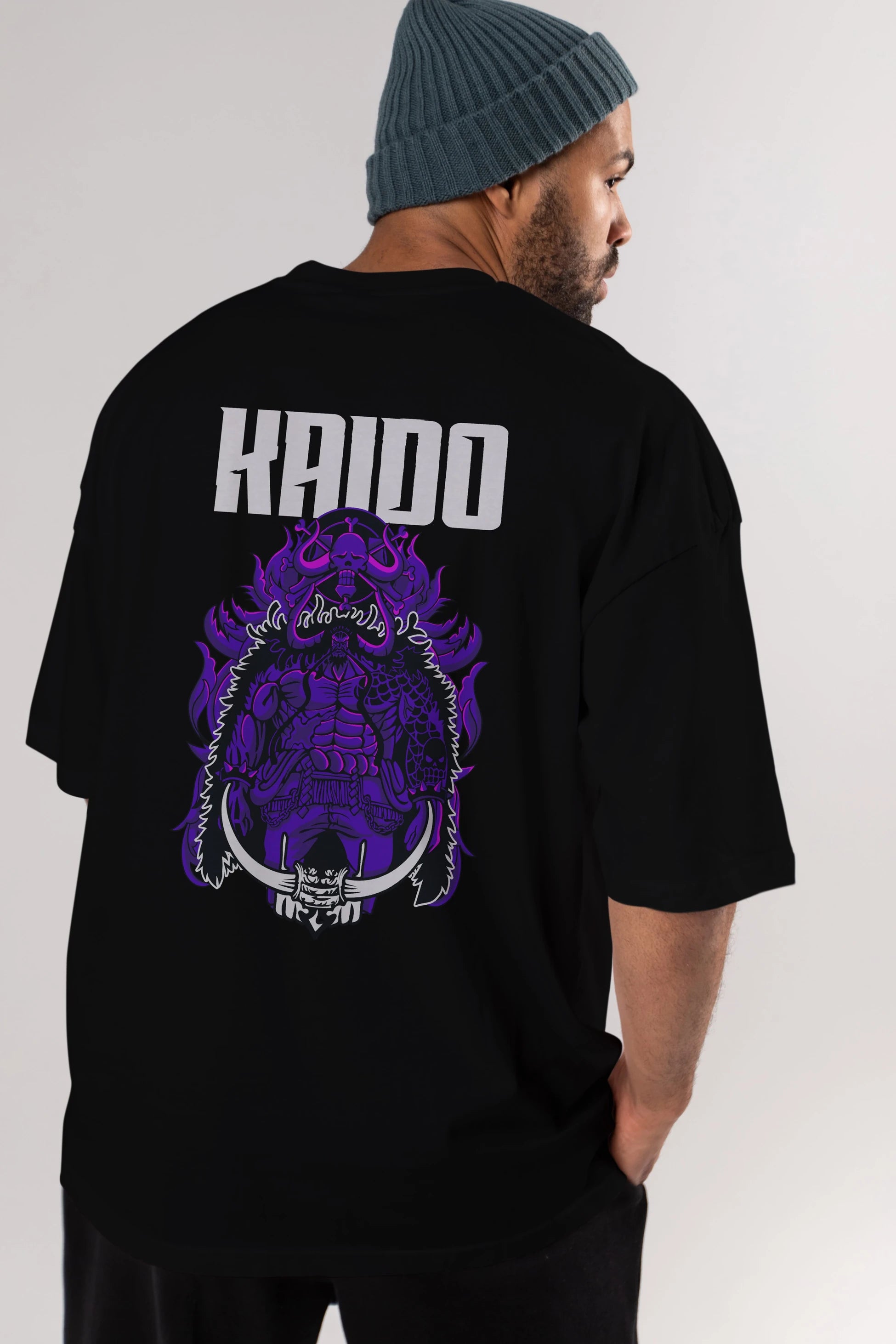 Kaido Anime Arka Baskılı Oversize t-shirt Erkek Kadın Unisex %100 pamuk tişort