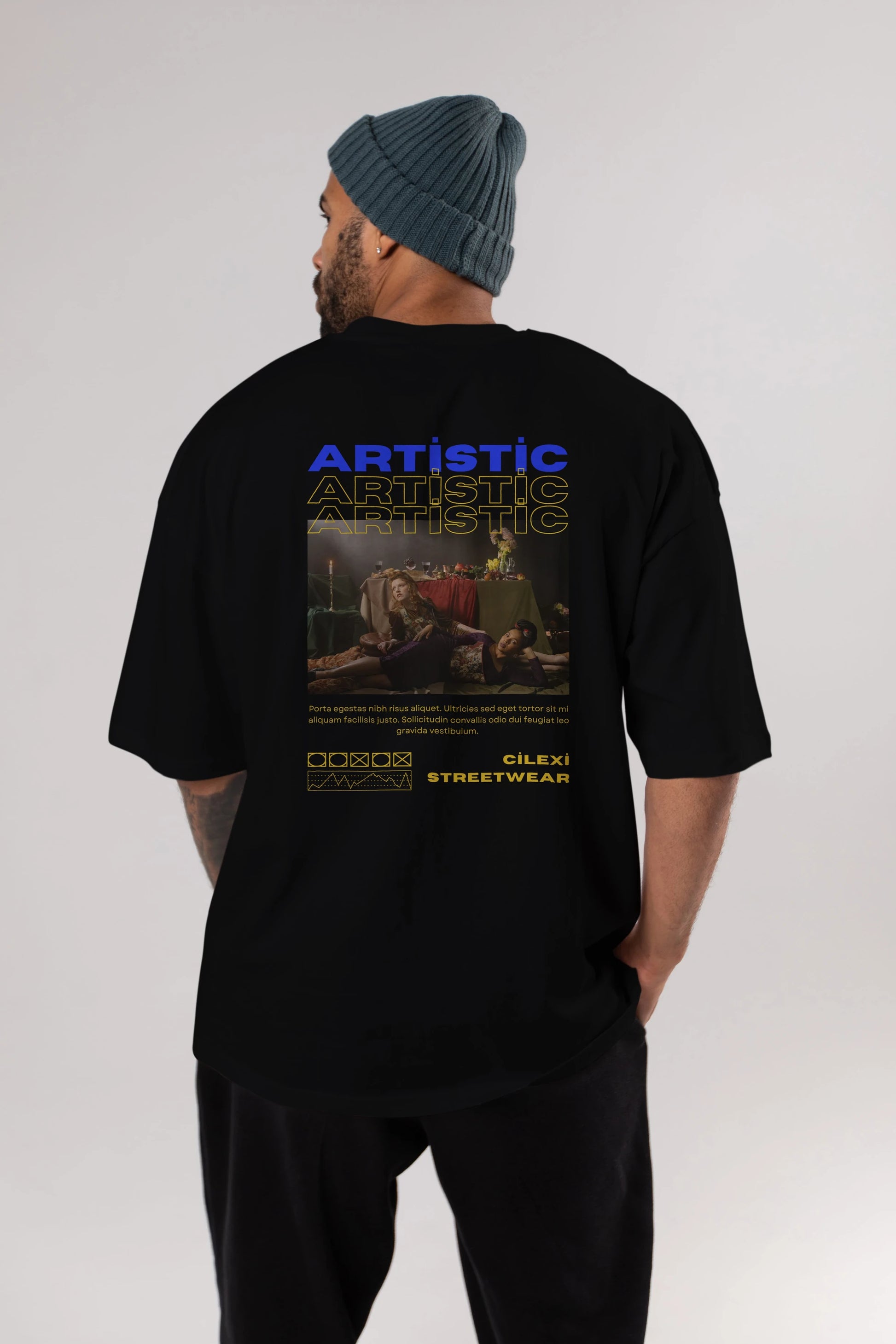 Artistic Yazılı Streetwear Arka Baskılı Oversize t-shirt Erkek Kadın Unisex