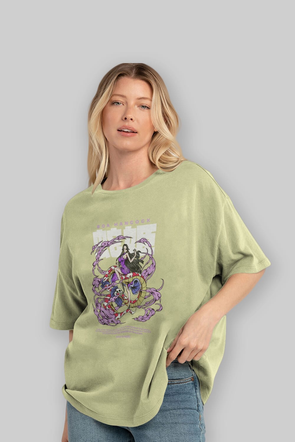Boa Hancock Anime Ön Baskılı Oversize t-shirt %100 pamuk Erkek Kadın Unisex