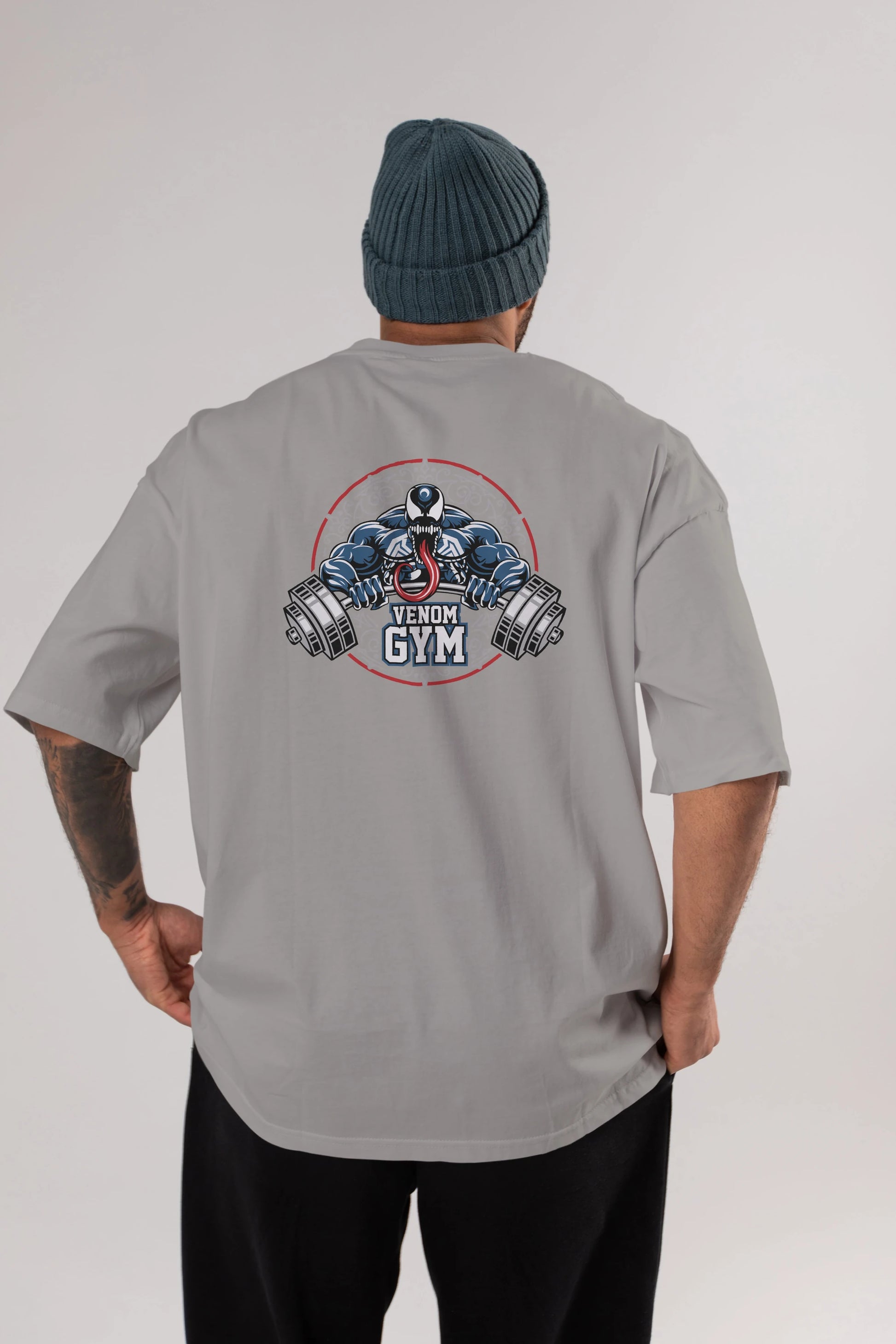Venom GYM Arka Baskılı Oversize t-shirt Erkek Kadın Unisex %100 Pamuk Bisiklet Yaka tişort