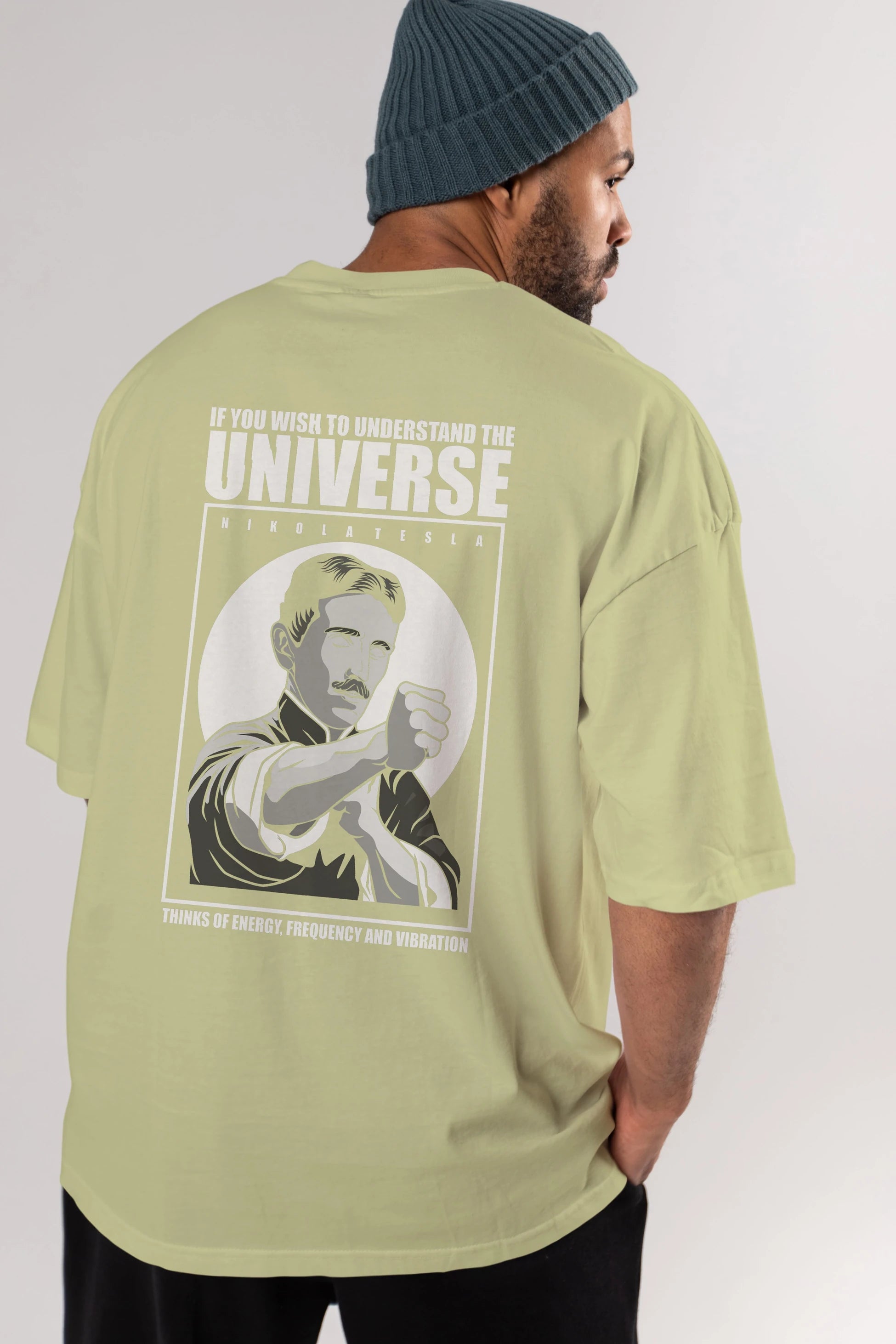 Nicola Tesla Ip Man Arka Baskılı Oversize t-shirt Erkek Kadın Unisex %100 Pamuk tişort