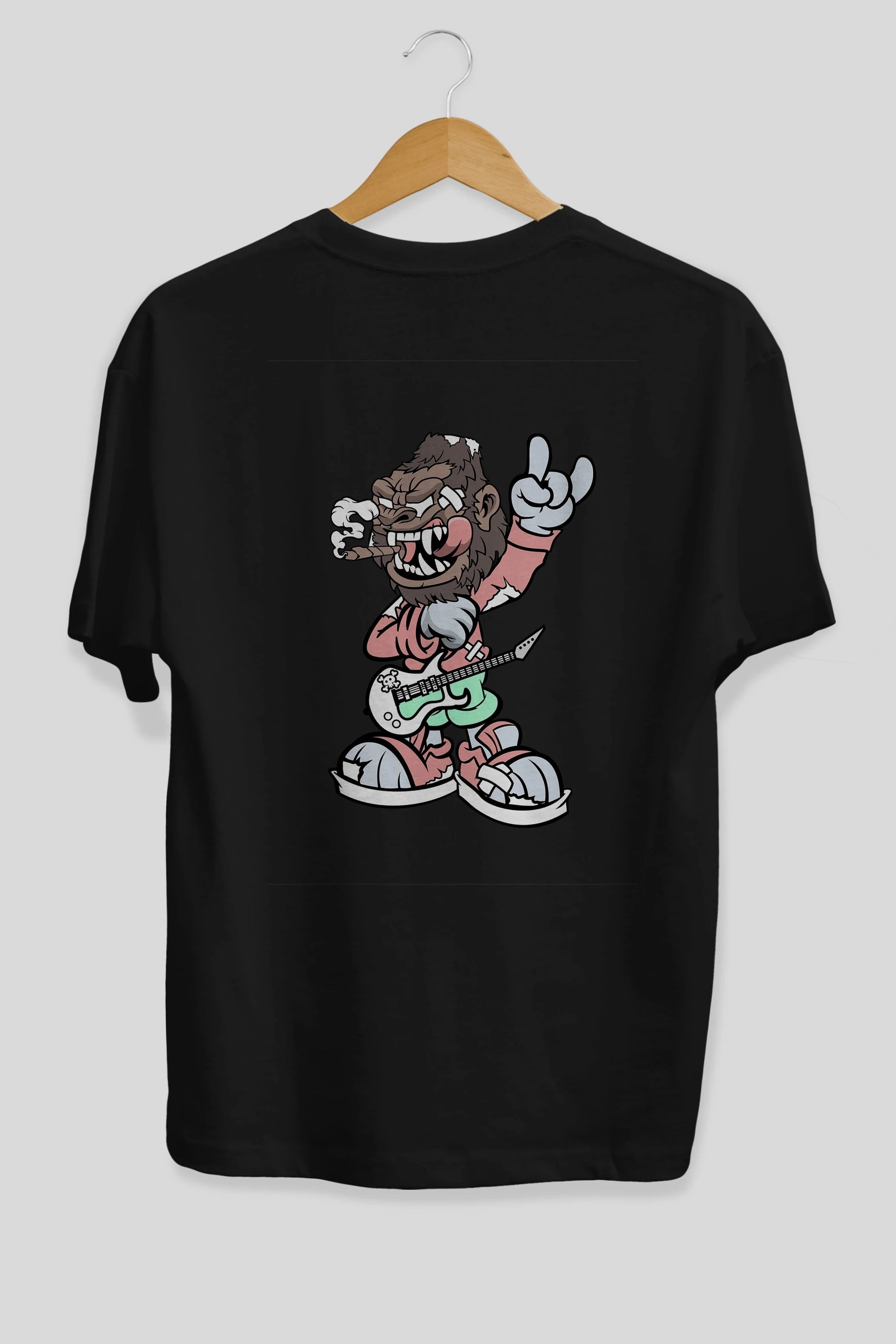 Gorilla Rockstar Arka Baskılı Oversize t-shirt Erkek Kadın Unisex %100 Pamuk tişort