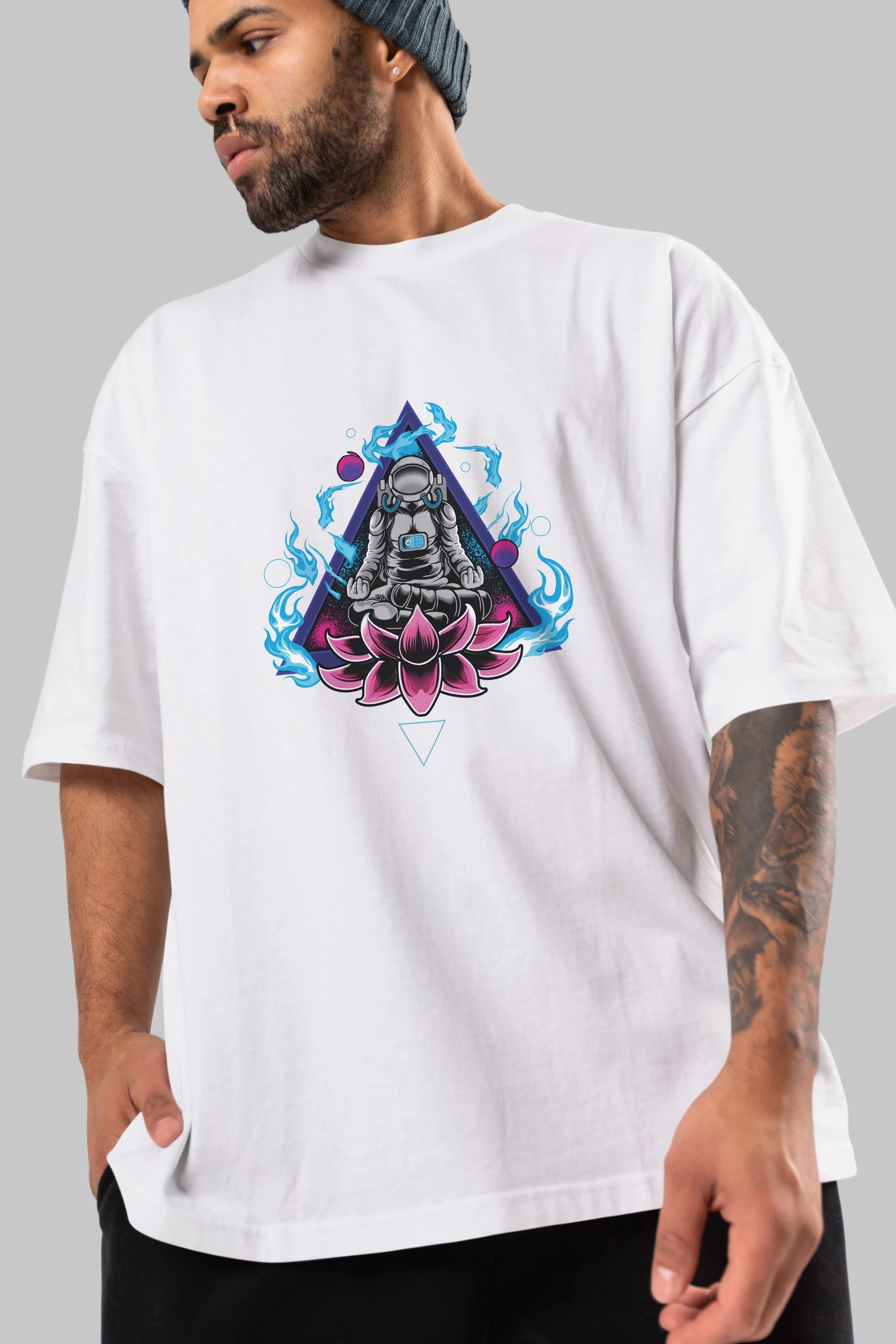 Astronaut Meditation (2) Ön Baskılı Oversize t-shirt Erkek Kadın Unisex