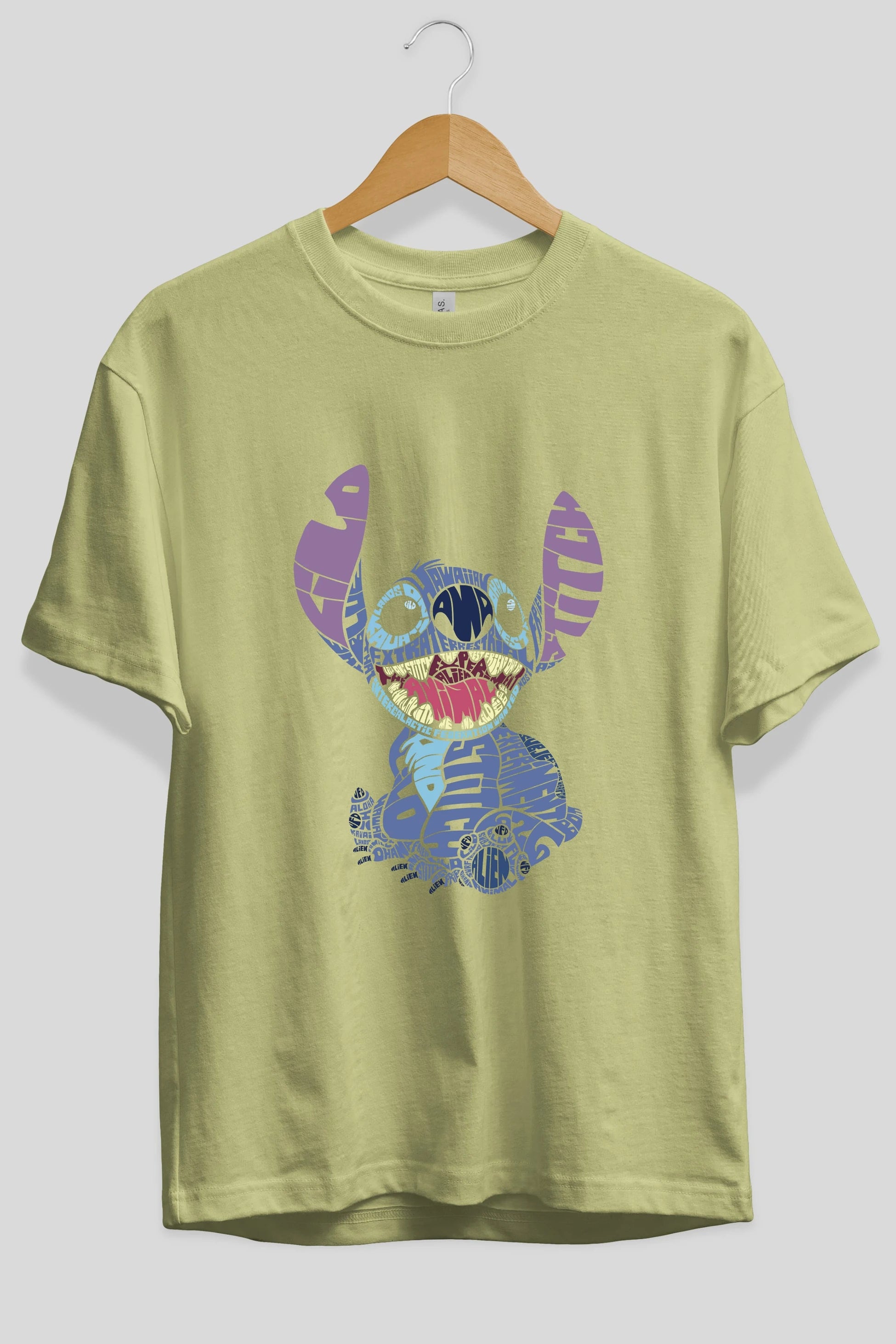 Stitch Ön Baskılı Oversize t-shirt %100 pamuk Erkek Kadın Unisex