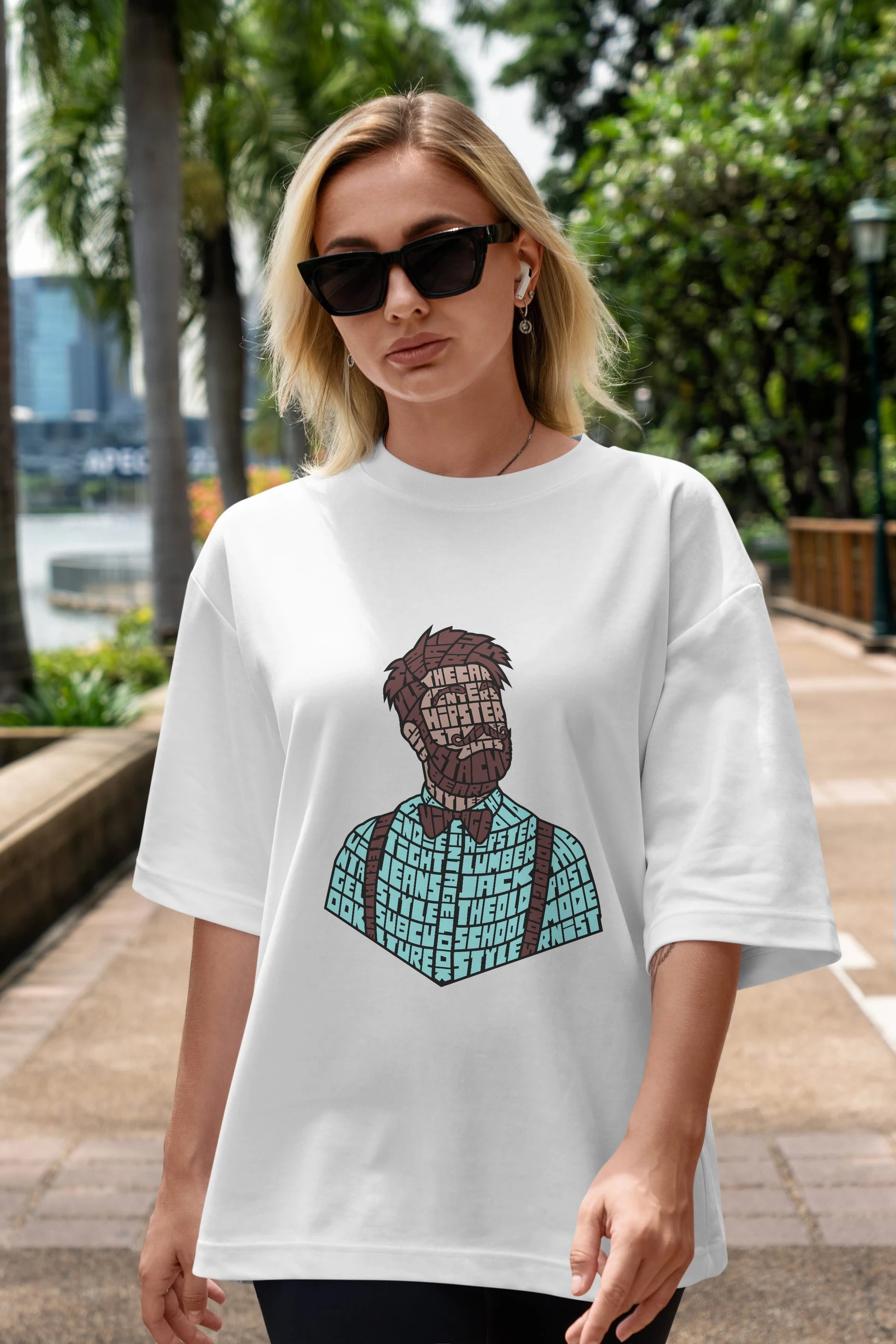 Hipster (2) Ön Baskılı Oversize t-shirt %100 pamuk Erkek Kadın Unisex