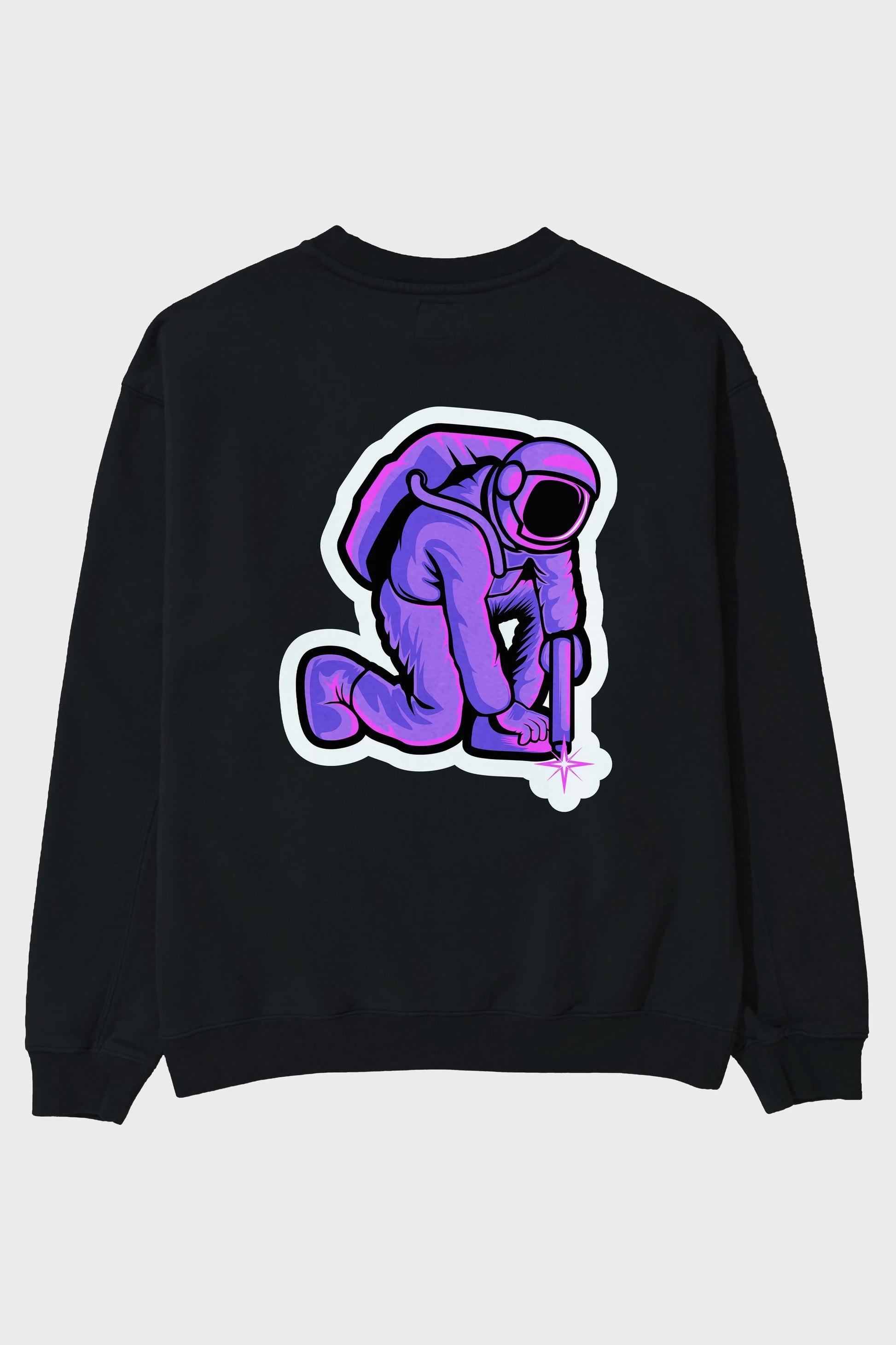 Welding in Space Sticker Arka Baskılı Oversize Sweatshirt Erkek Kadın Unisex