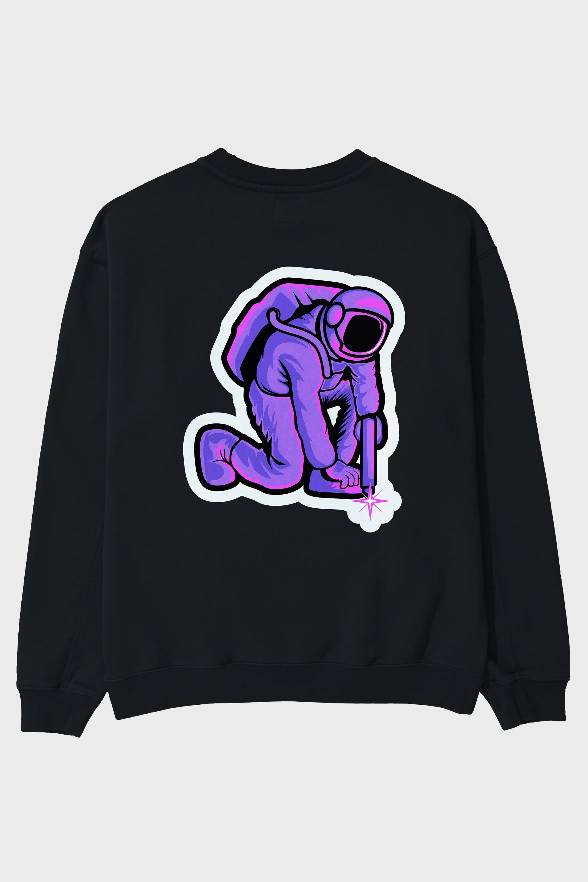 Welding in Space Sticker Arka Baskılı Oversize Sweatshirt Erkek Kadın Unisex