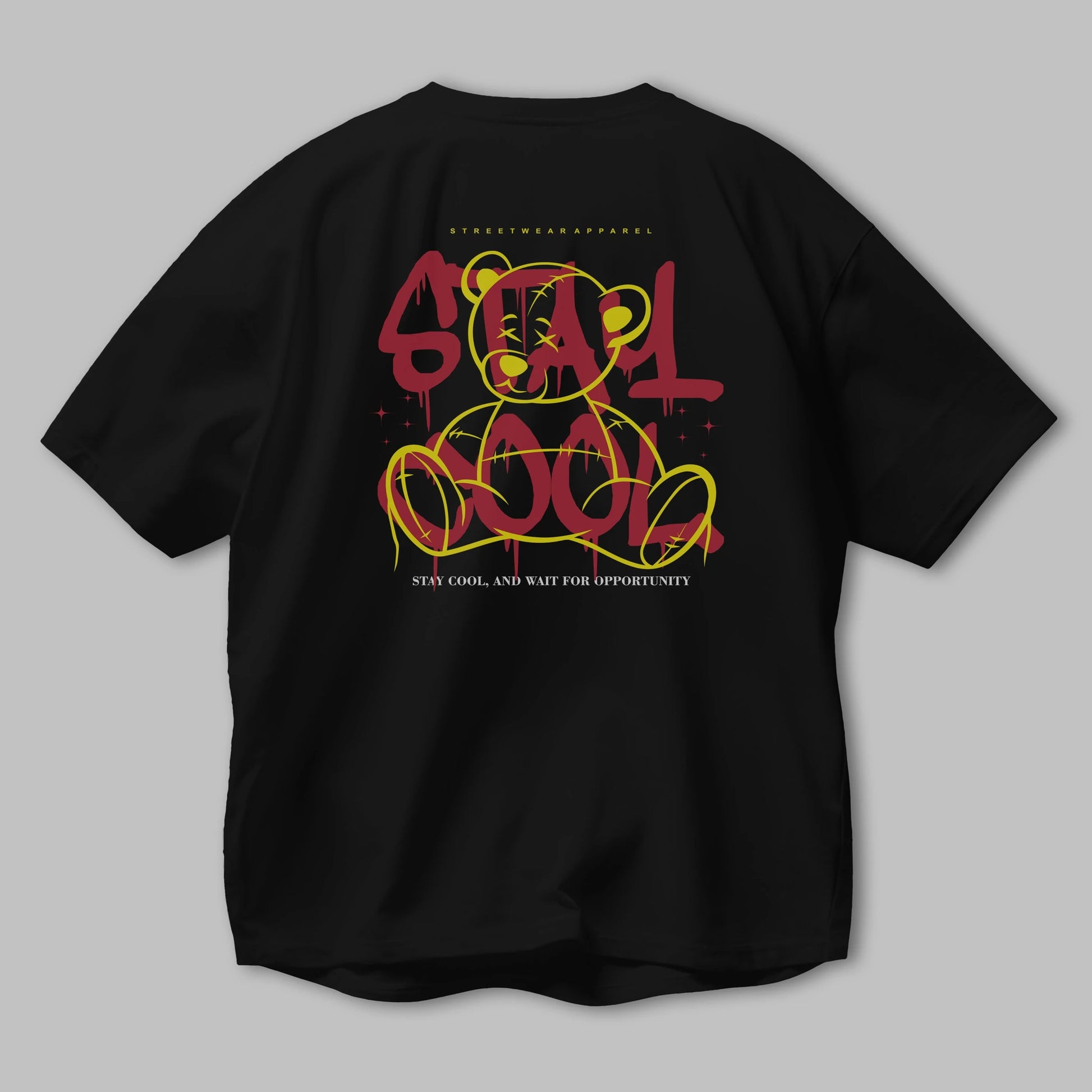 Teddy Bear Stay Cool 2 Arka Baskılı Oversize t-shirt Erkek Kadın Unisex