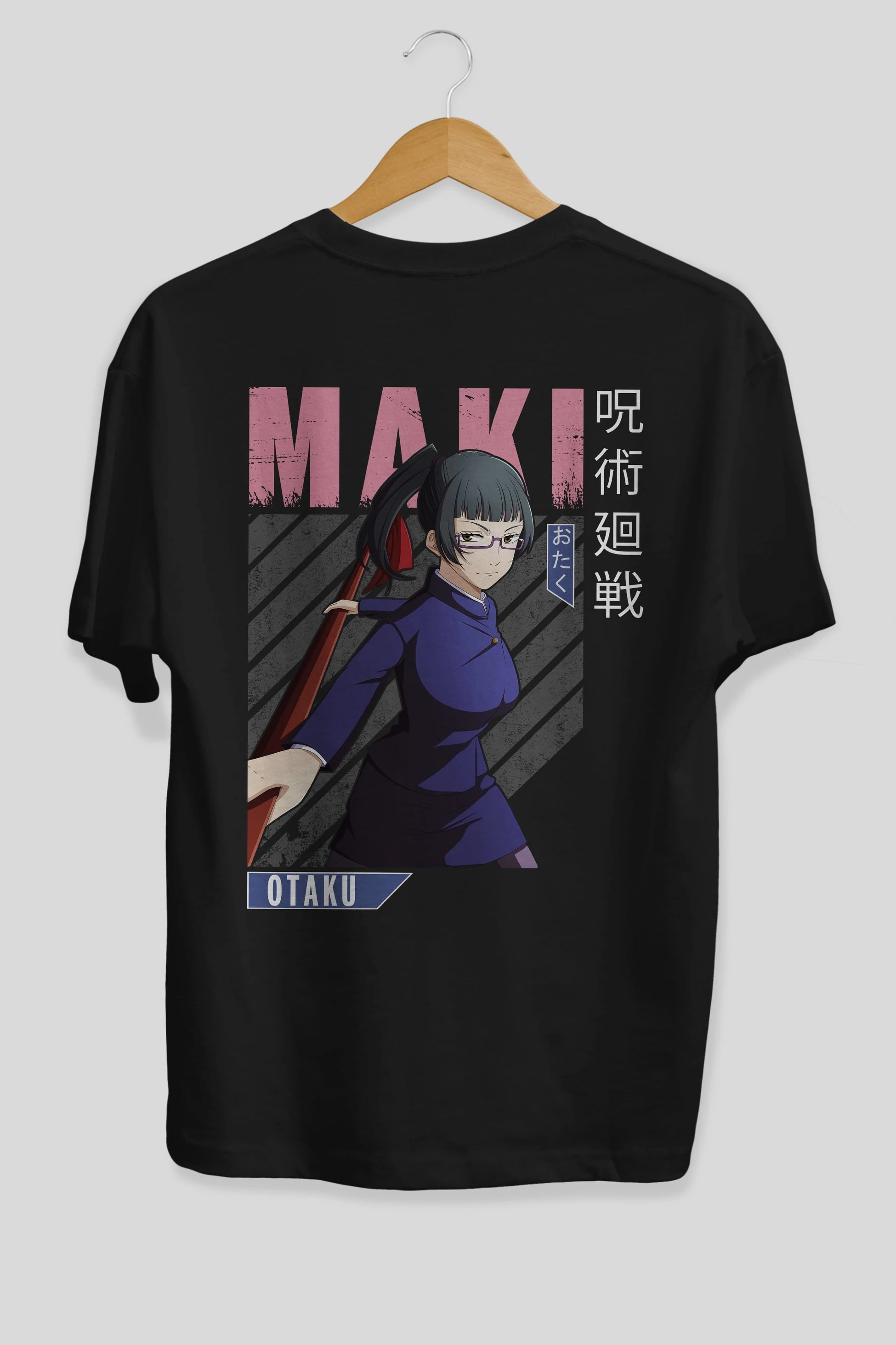 Maki Zenin CHAINSAWMAN Anime Arka Baskılı Oversize t-shirt Erkek Kadın Unisex