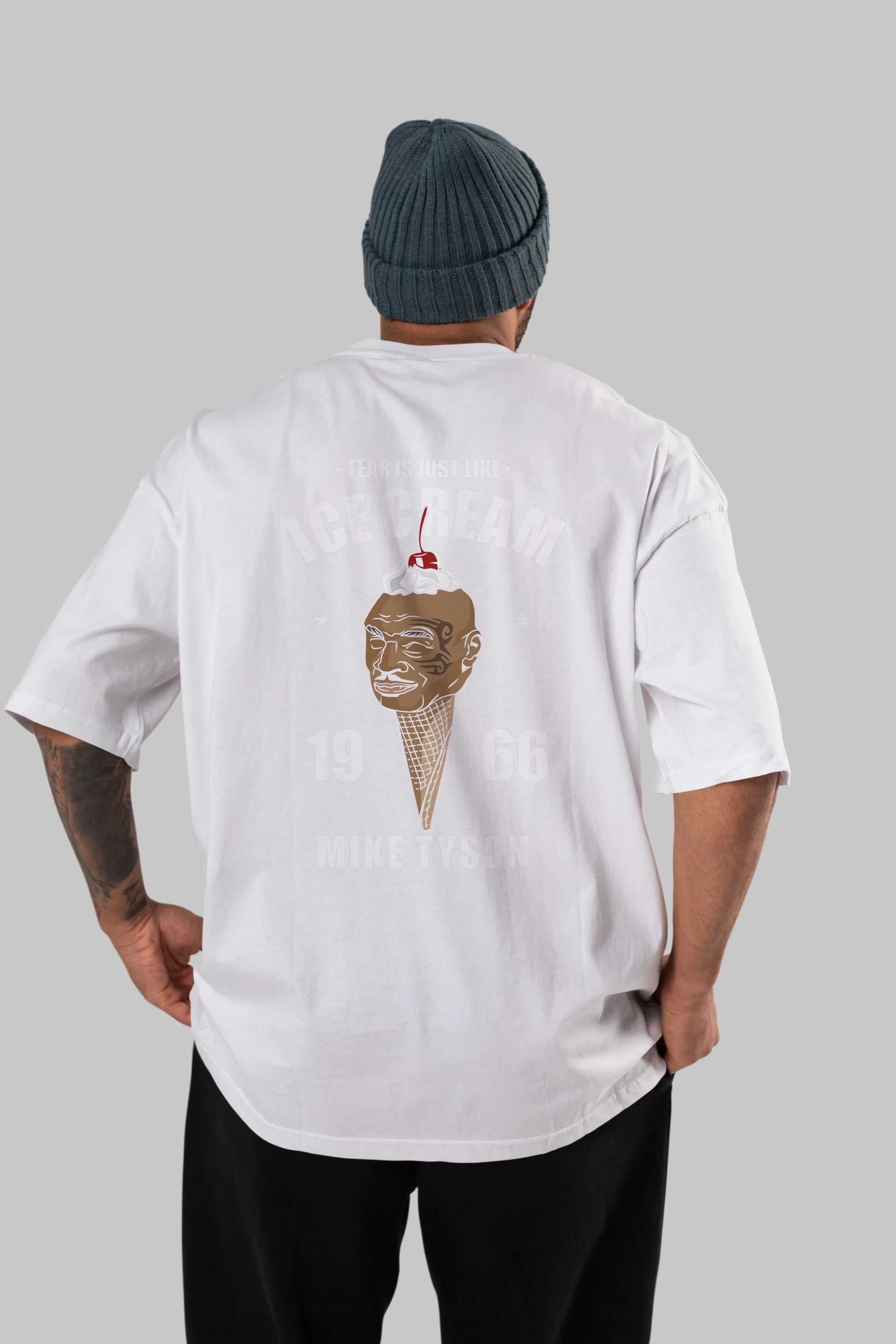 Tyson Ice Cream Arka Baskılı Oversize t-shirt Erkek Kadın Unisex %100 Pamuk tişort