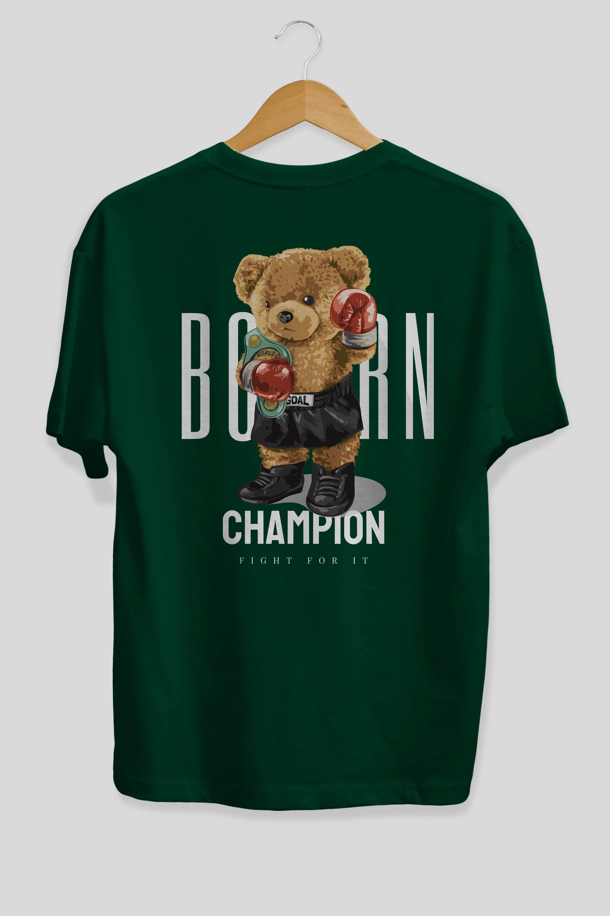 Teddy Bear Champion Arka Baskılı Oversize t-shirt Erkek Kadın Unisex %100 Pamuk