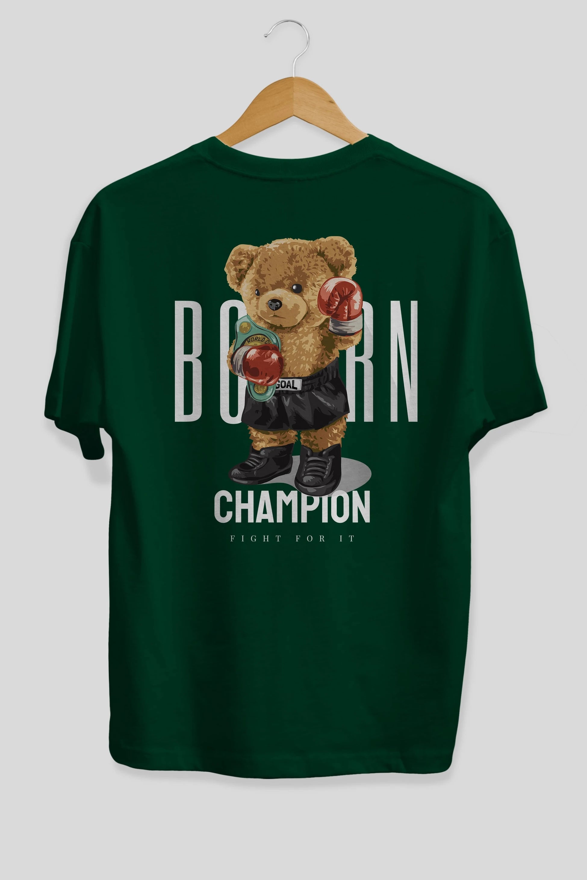 Teddy Bear Champion Arka Baskılı Oversize t-shirt Erkek Kadın Unisex %100 Pamuk