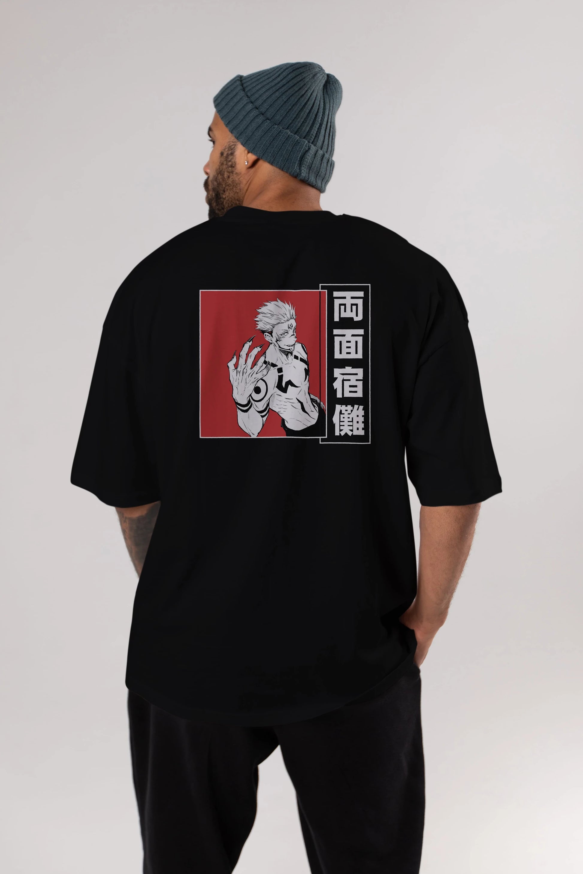 Sukuna Ryoumen 2 Anime Arka Baskılı Oversize t-shirt Erkek Kadın Unisex