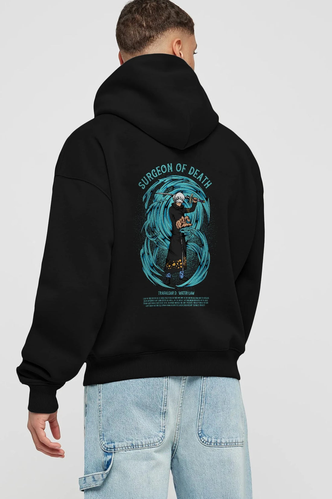 Trafalgad D. Water Law Anime Arka Baskılı Hoodie Oversize Kapüşonlu Sweatshirt Erkek Kadın Unisex