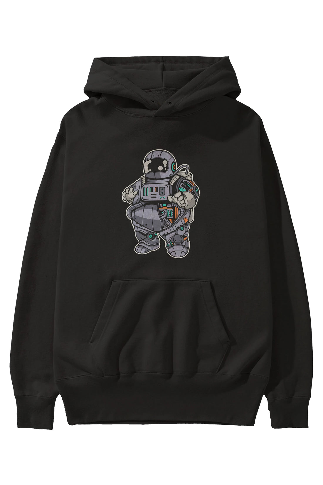 Fat Astronaut Robot Ön Baskılı Hoodie Oversize Kapüşonlu Sweatshirt Erkek Kadın Unisex