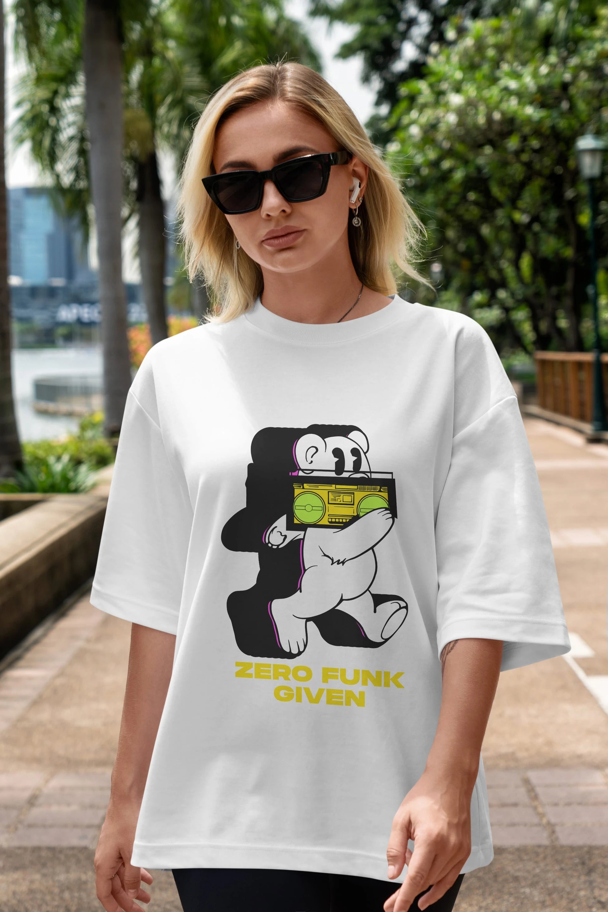 Zero Funk Given Bear Ön Baskılı Oversize t-shirt Erkek Kadın Unisex