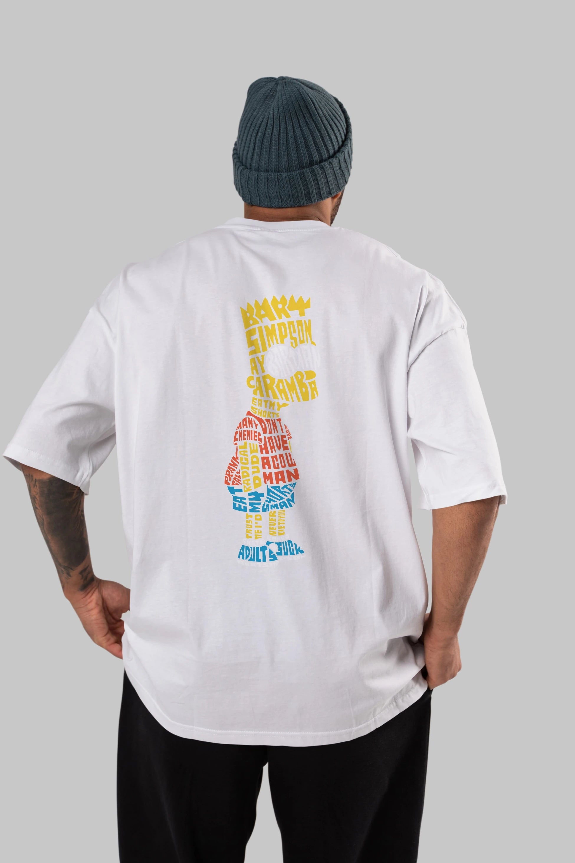Bart Simpson Arka Baskılı Oversize t-shirt %100 pamuk Erkek Kadın Unisex
