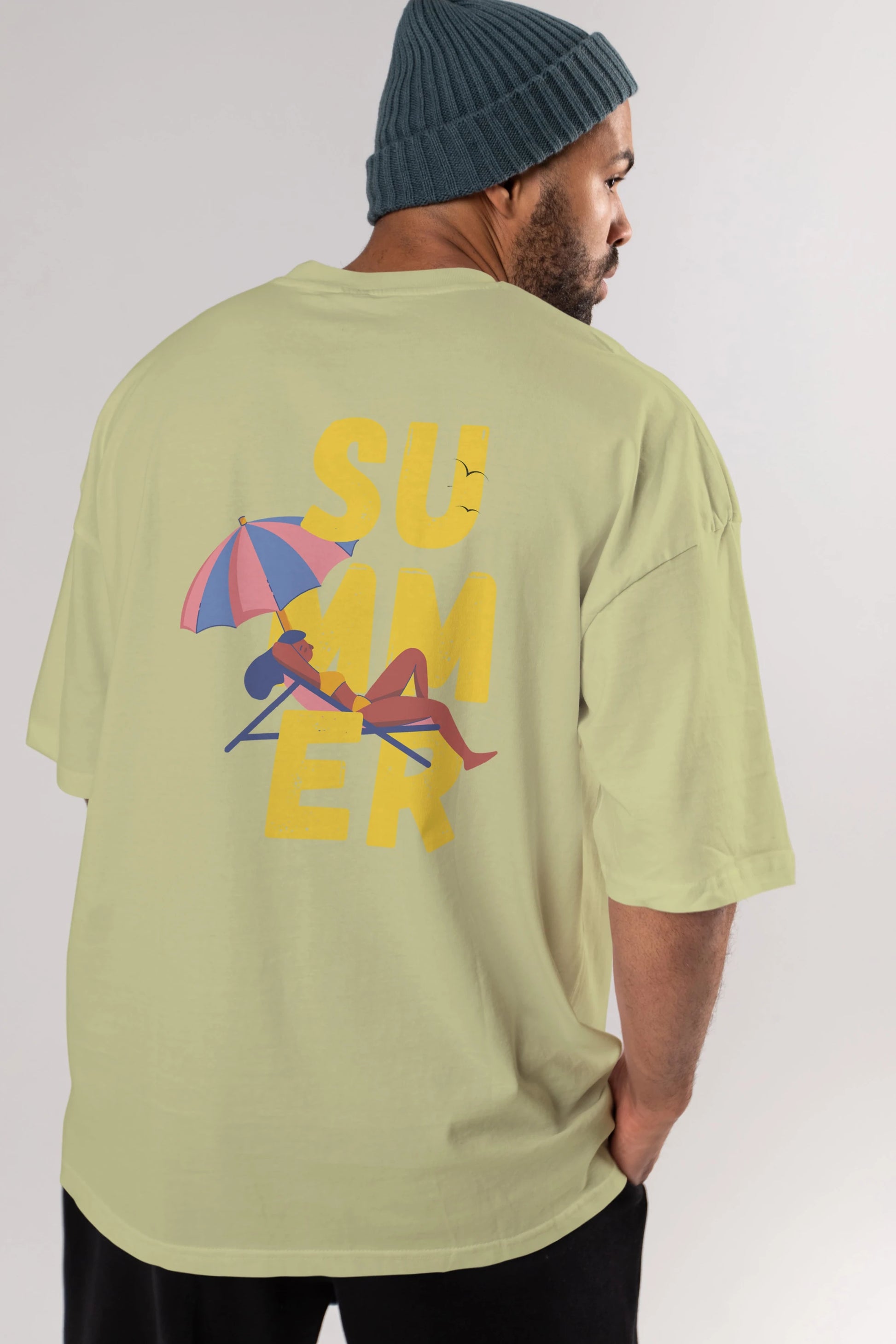 Summer Yazılı Arka Baskılı Oversize t-shirt Erkek Kadın Unisex